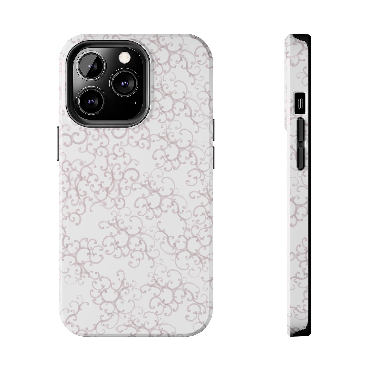 Scrollie White / Silver Phone Case