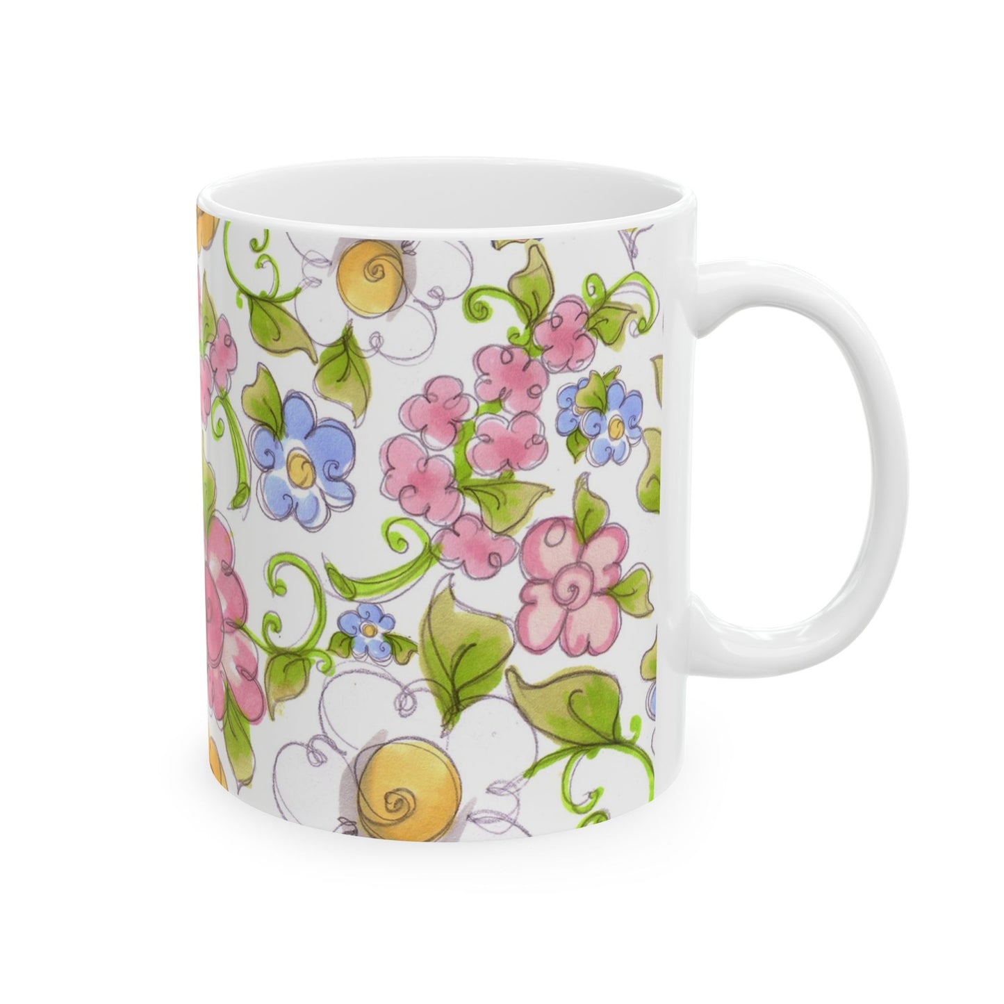 Flower Frolic White Cup