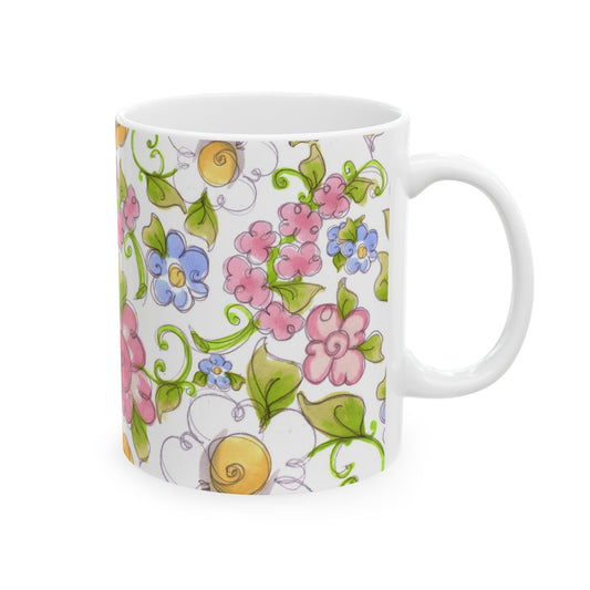 Flower Frolic White Cup