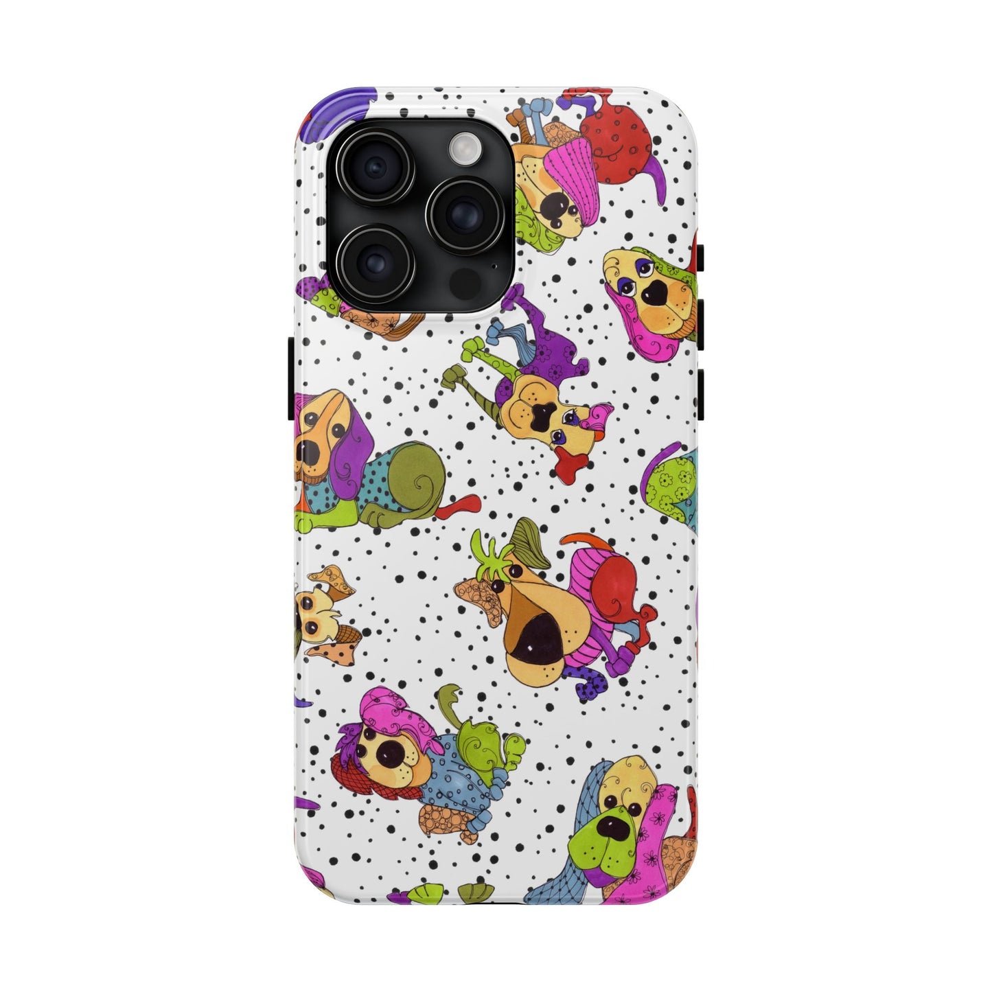 Tossed Happy Dogs White Phone Case