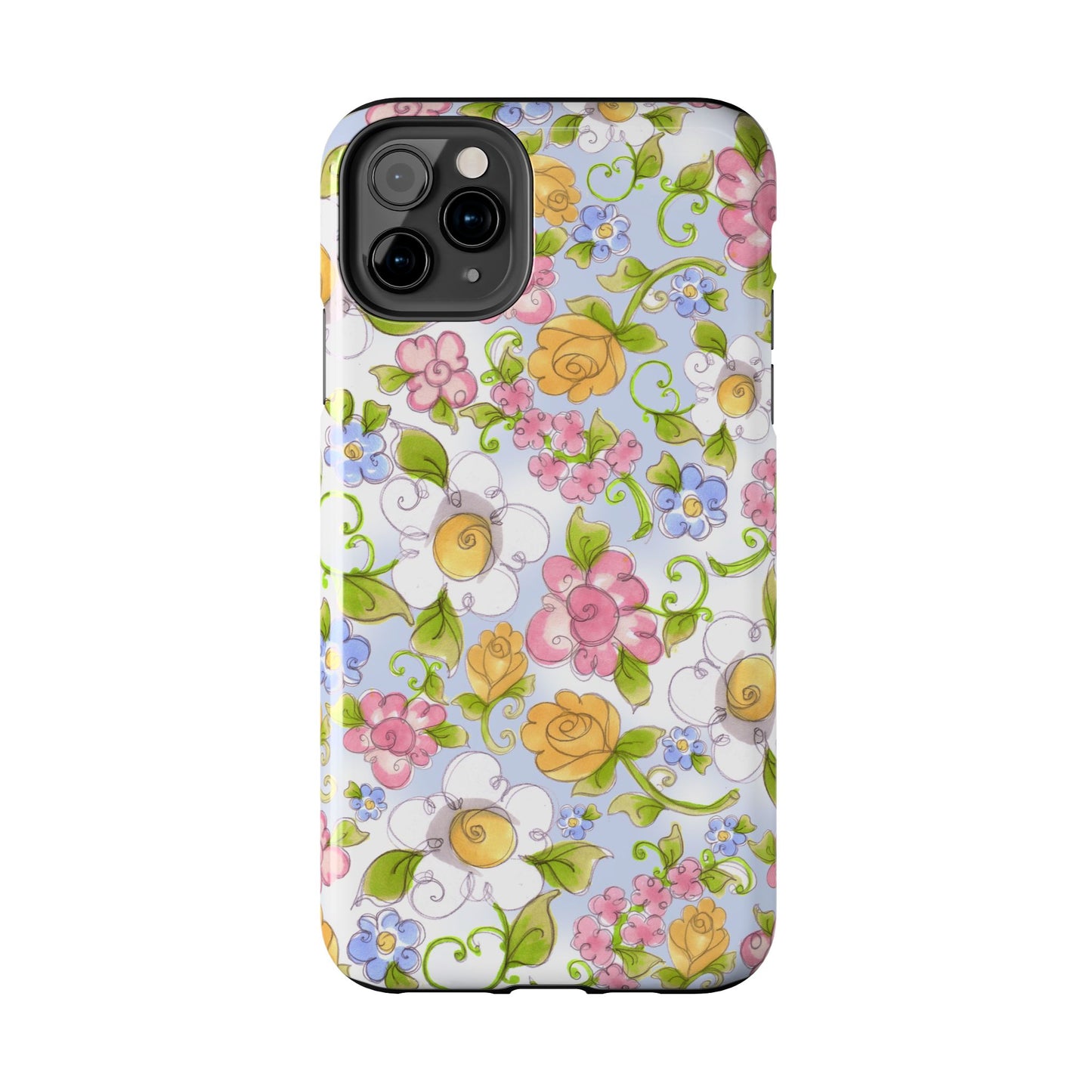 Flower Frolic Blue Phone Case