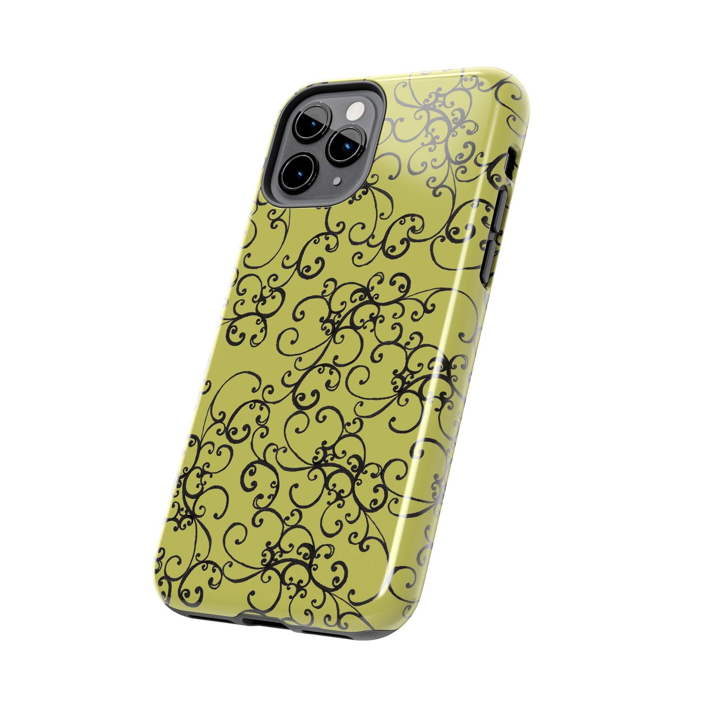 Elegant Scroll Green / Black Phone Case