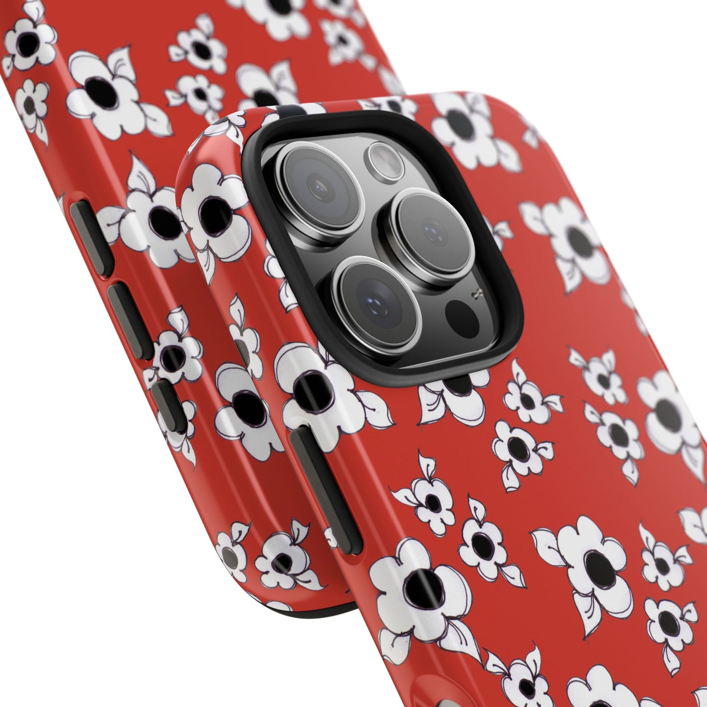 Daisy Cluster Red / Black Phone Case