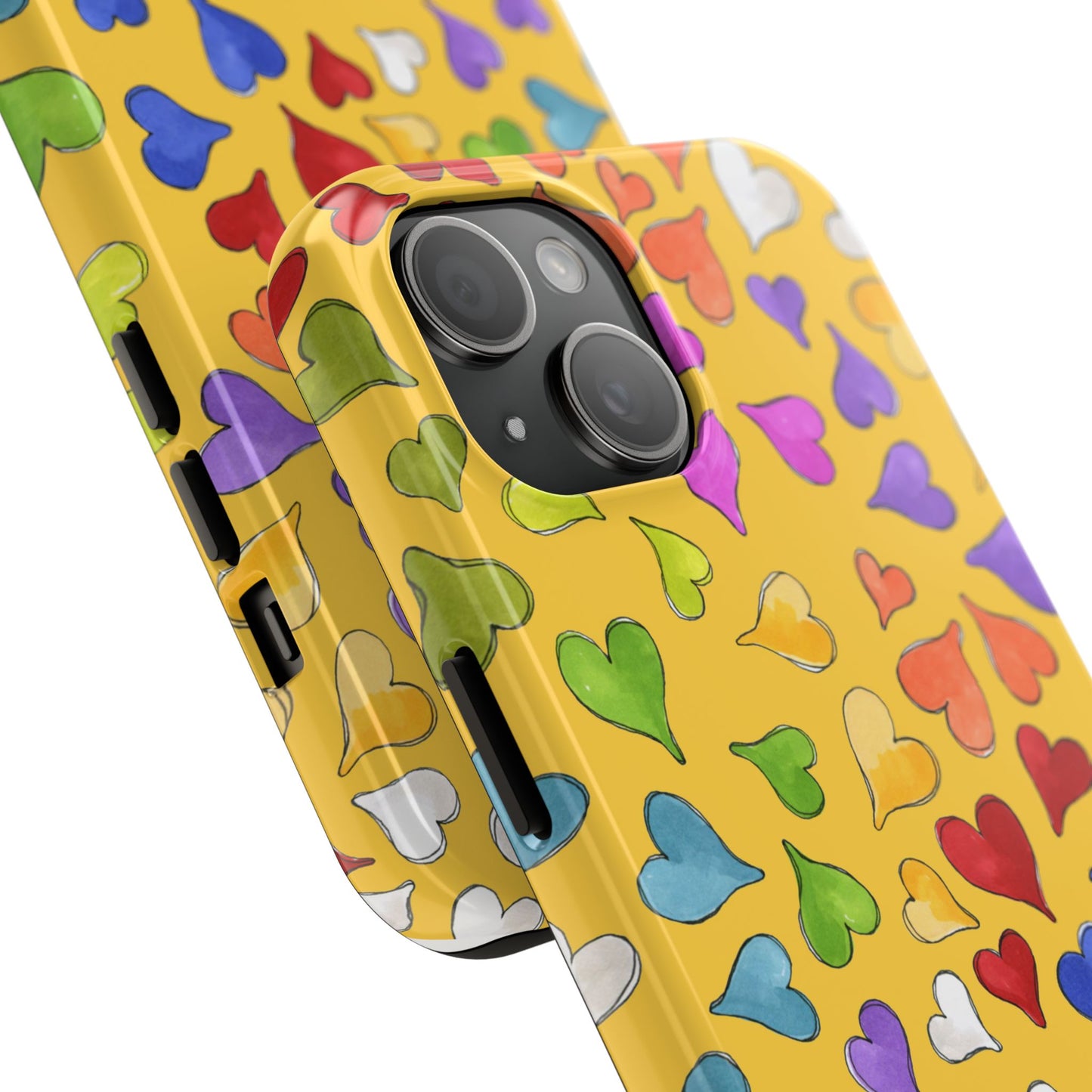 Happy Hearts Yellow Phone Case