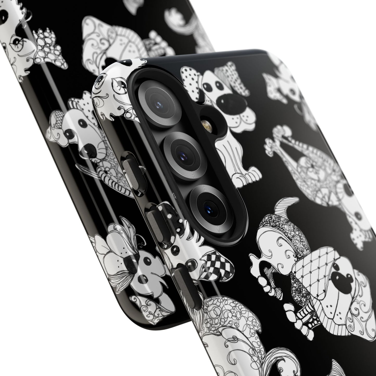 Doodle Dogs Black Phone Case