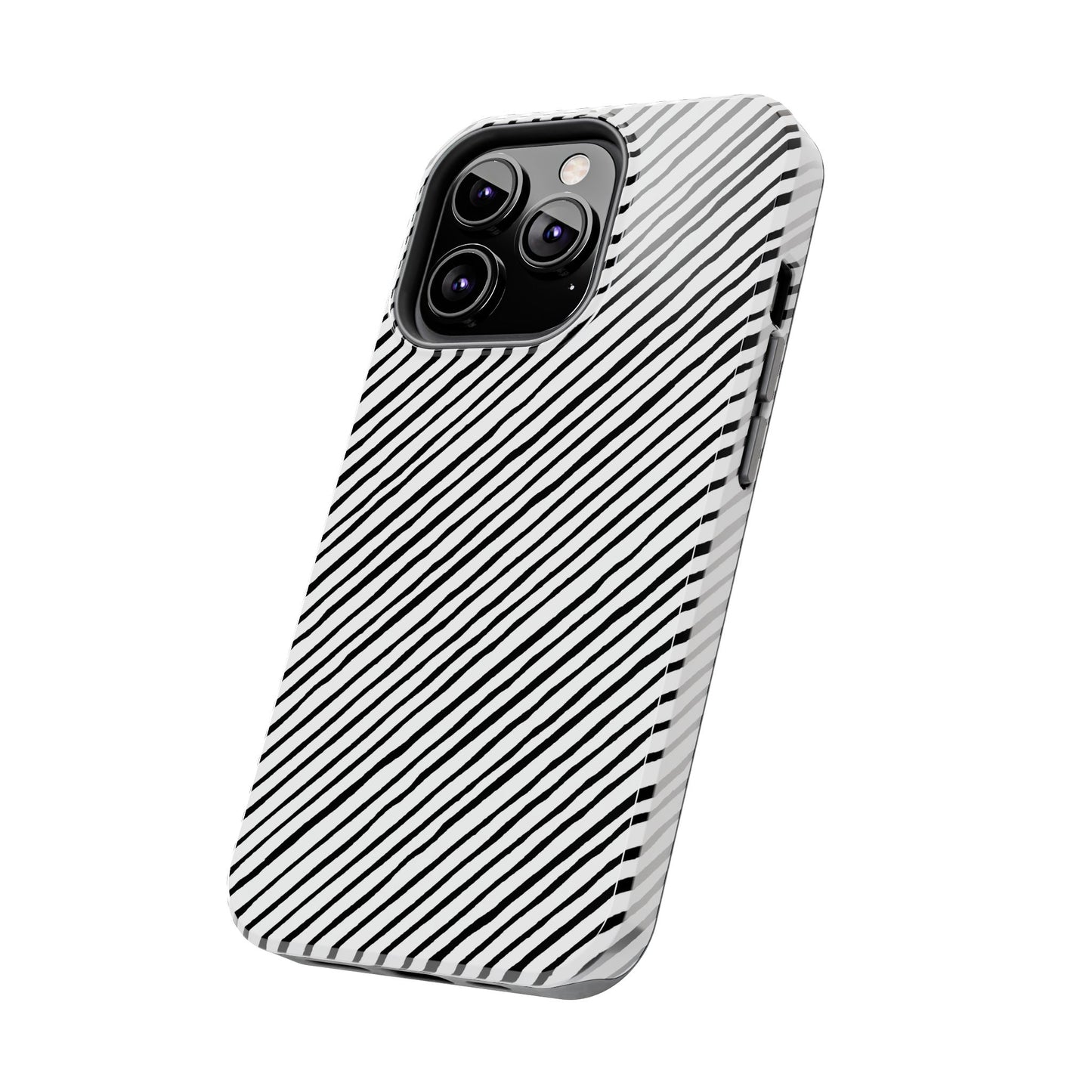 Quirky Bias Stripe White / Black Phone Case