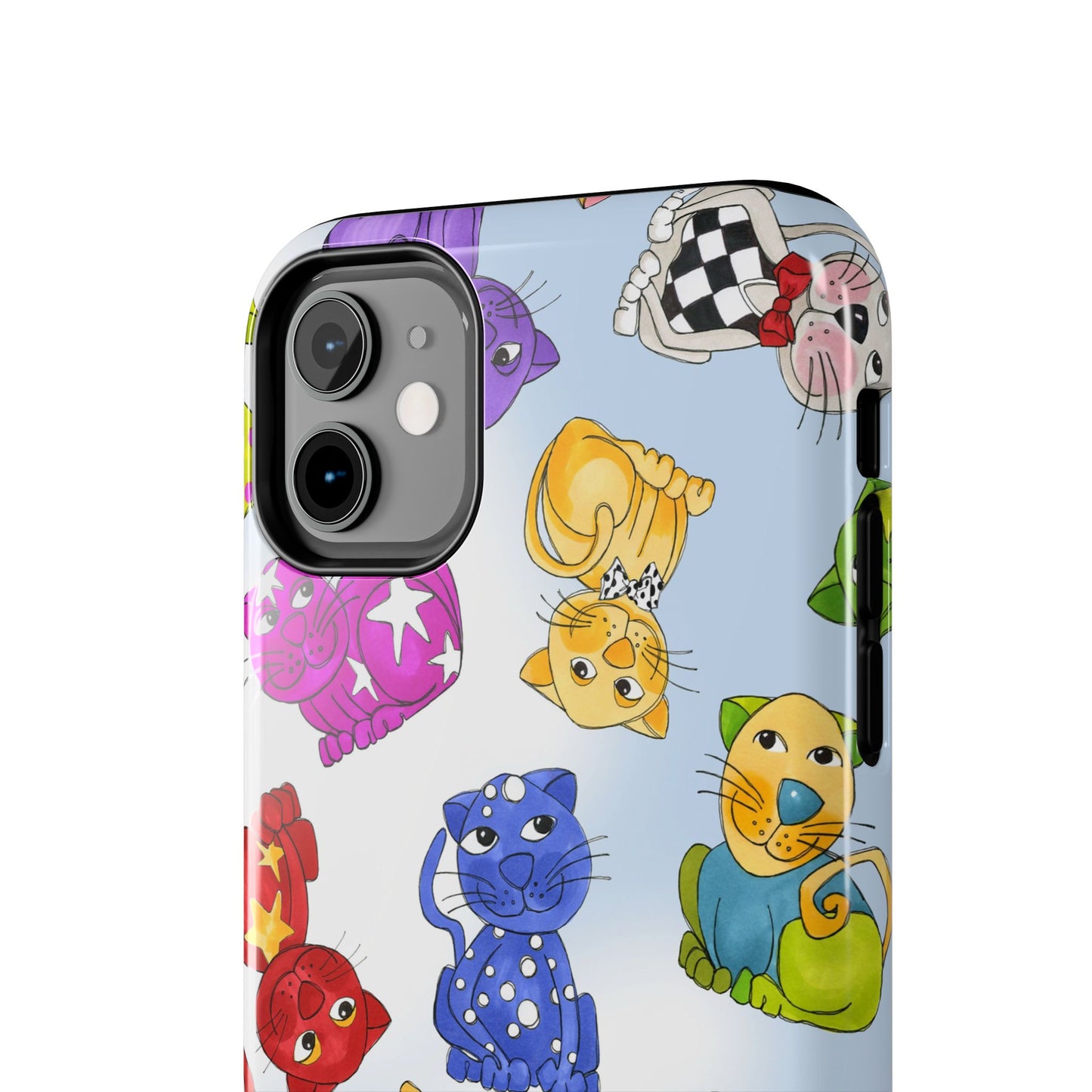 Tossed Happy Cats Blue Sky Phone Case