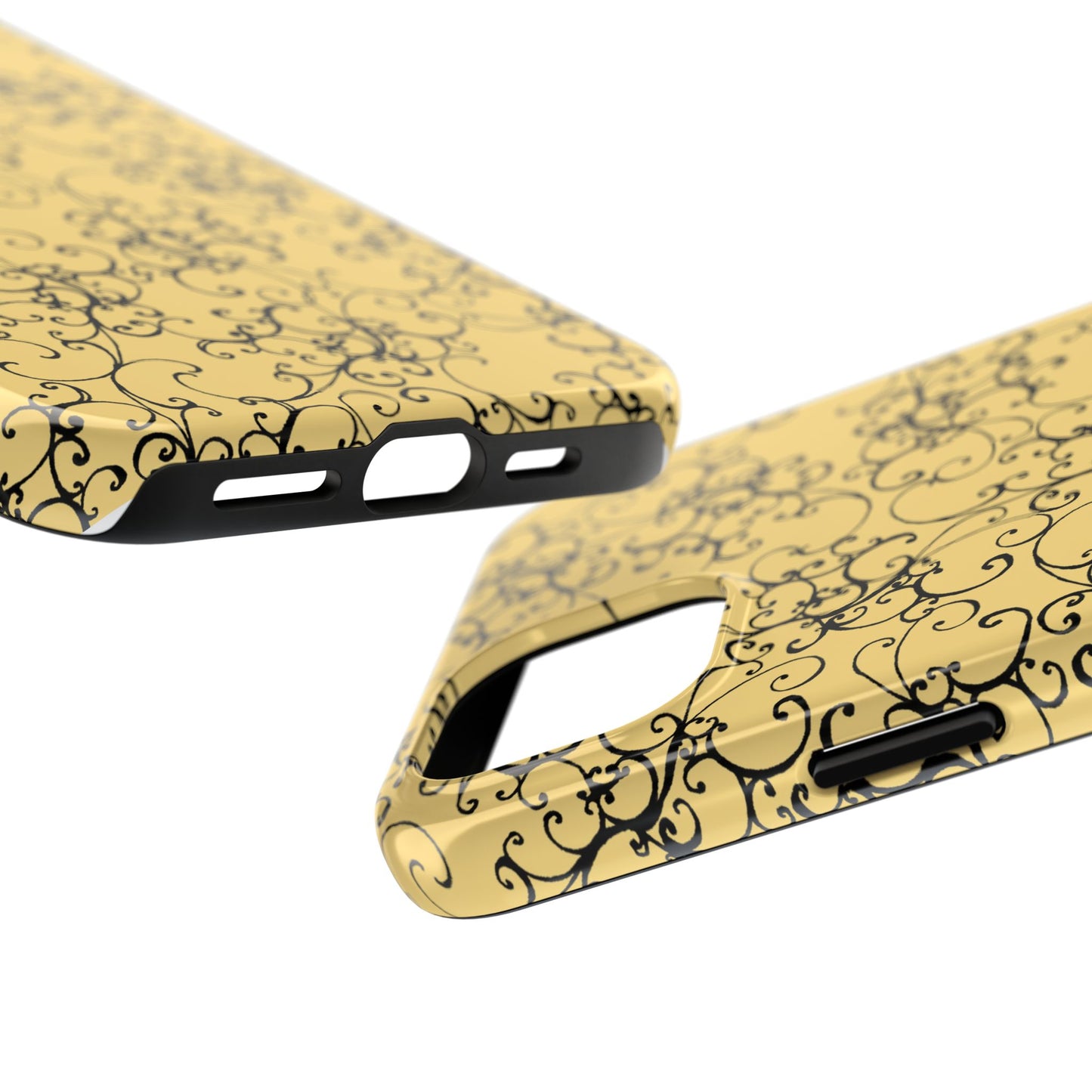 Elegant Scroll Yellow / Black Phone Case