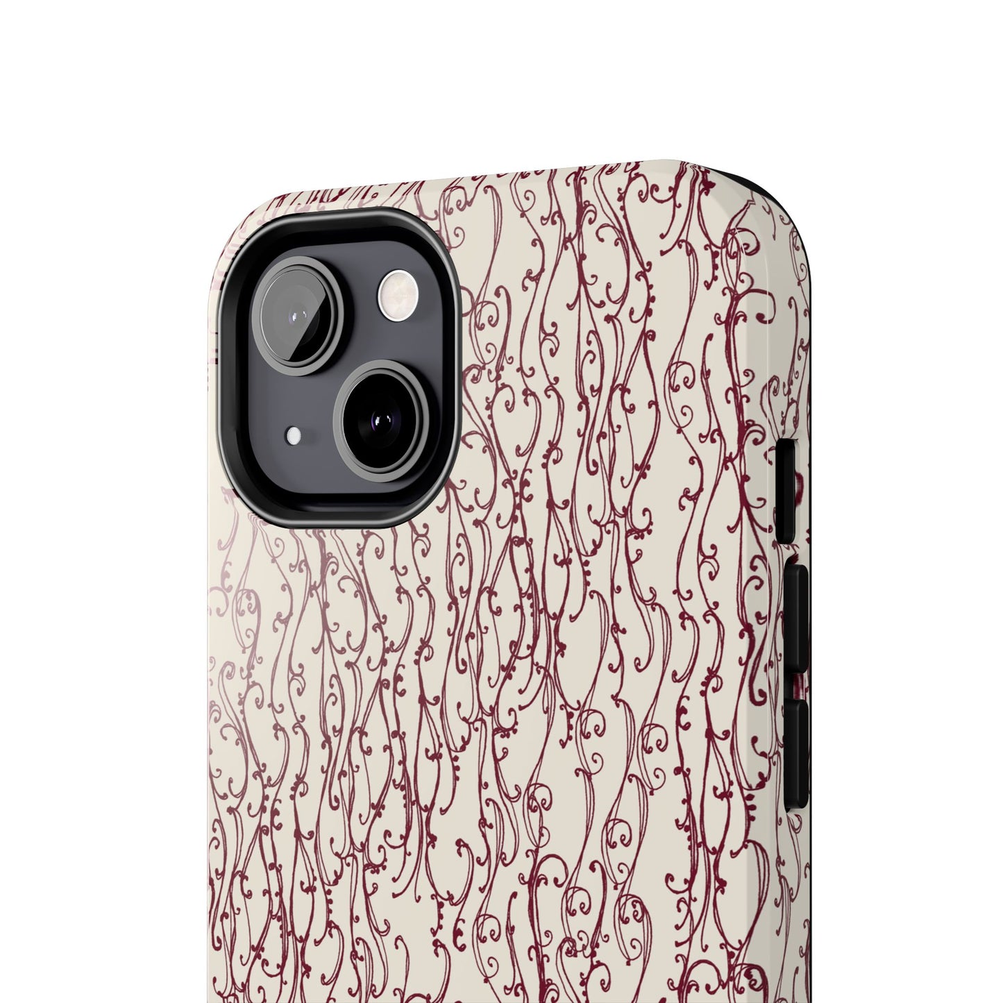 Swan Scroll Ivory / Red Phone Case