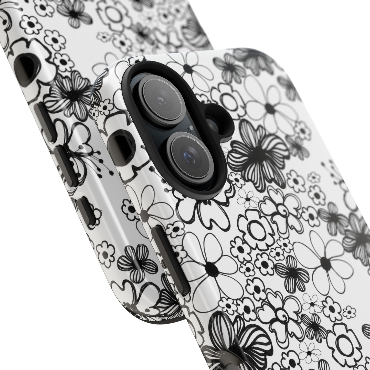 White and Black Flowers Phone Case