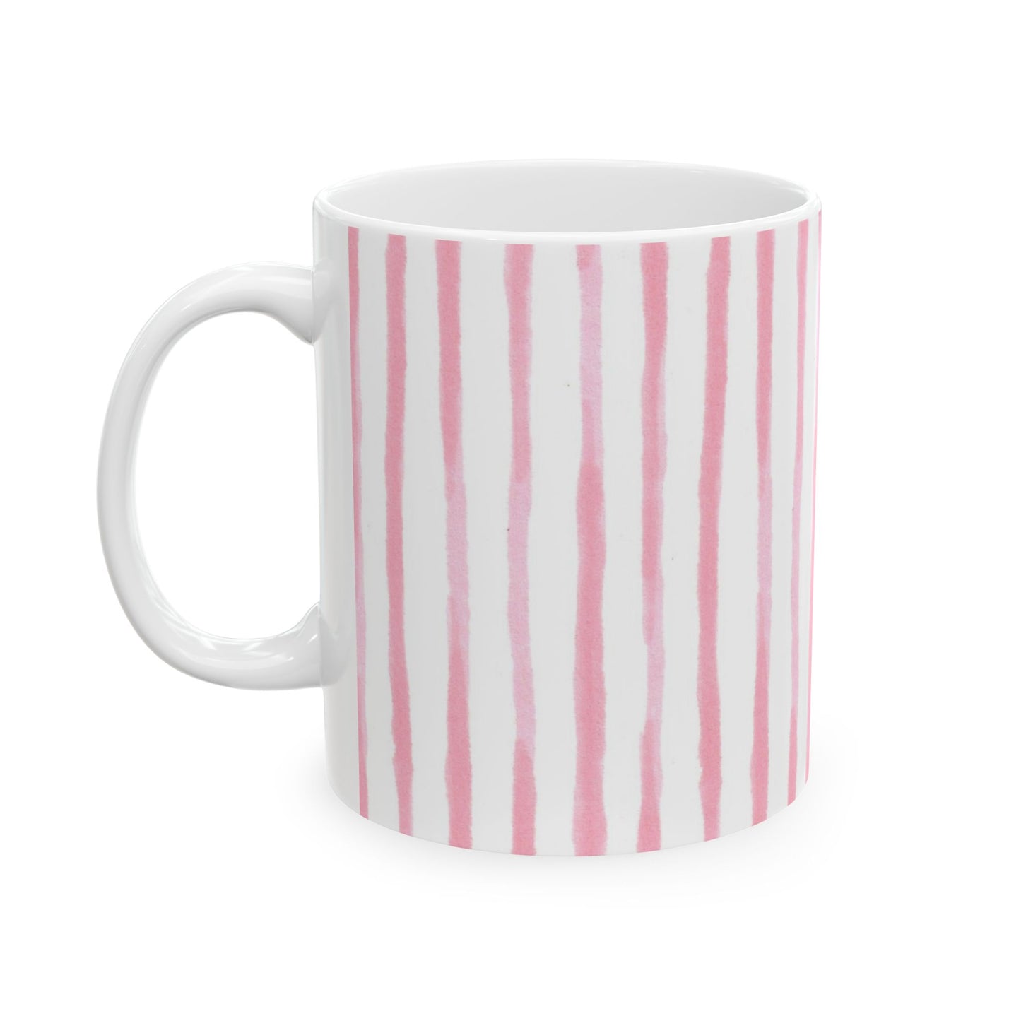Happy Stripe White / Pink Cup