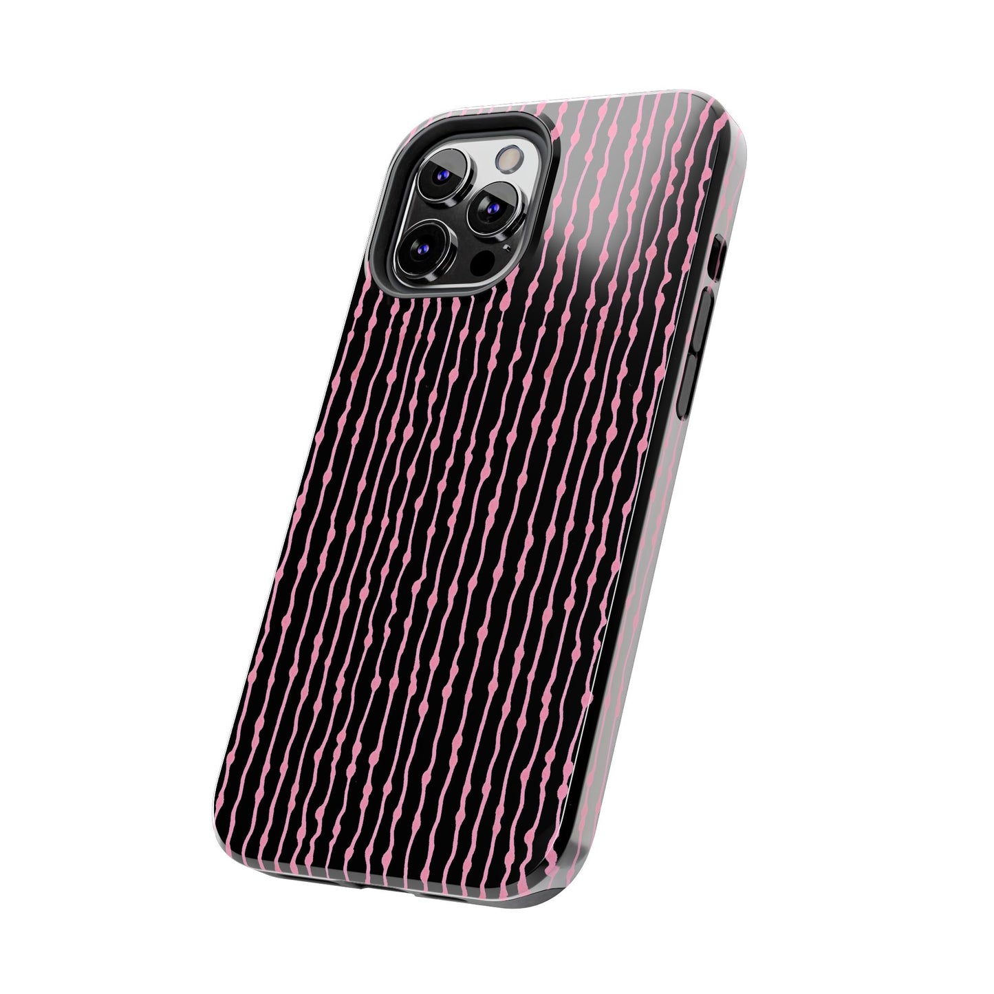 Faux Seersucker Black / Pink Phone Case