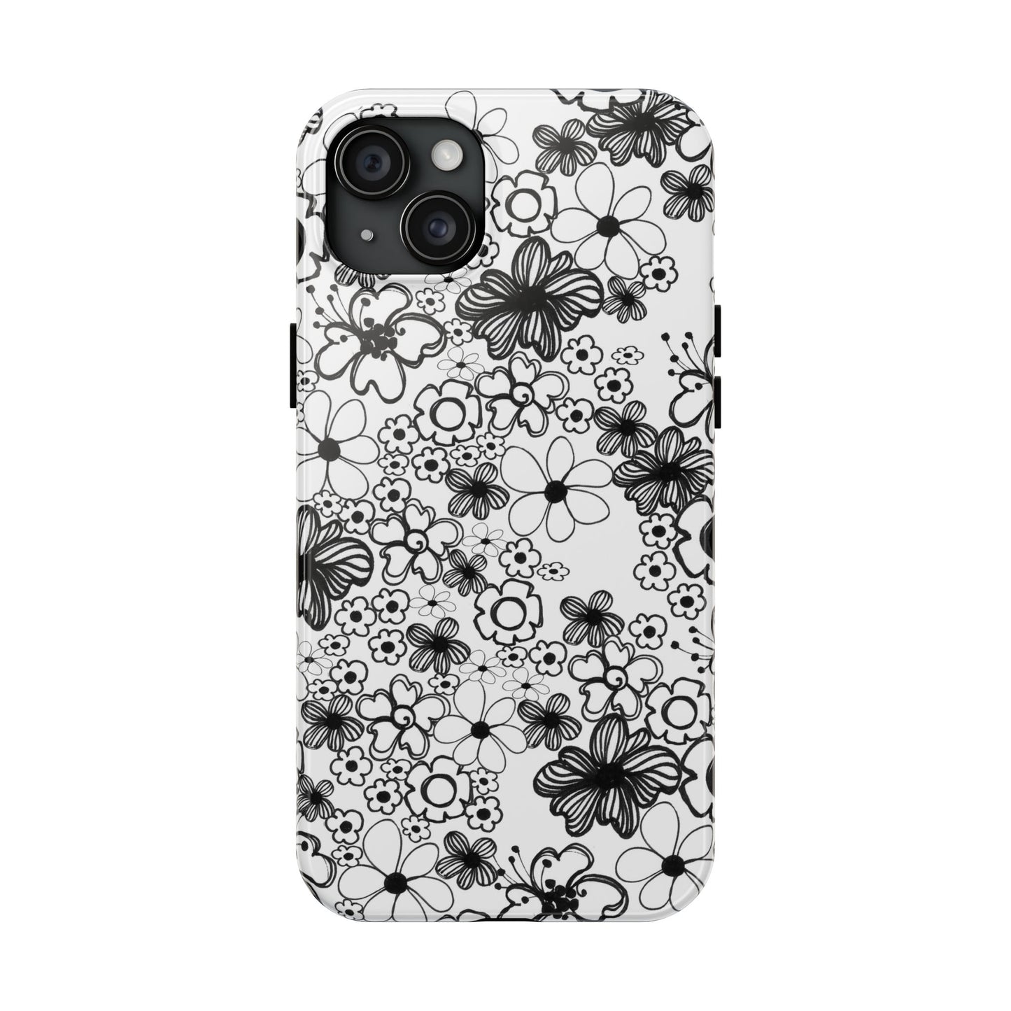 White and Black Flowers Phone Case