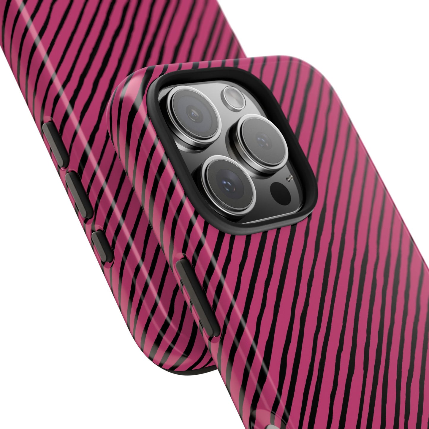 Quirky Bias Stripe Magenta / Black Phone Case