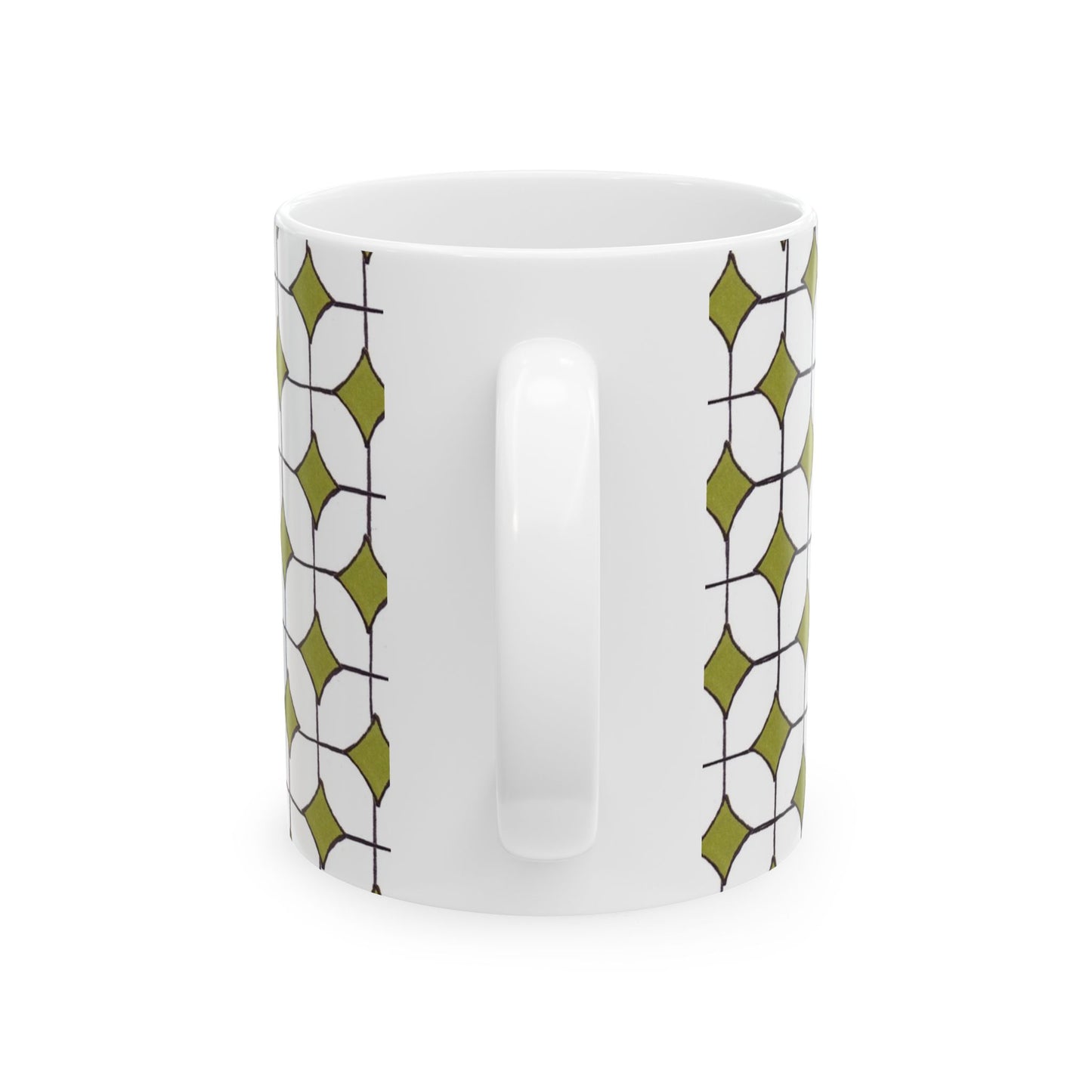 Tile-ish White / Green Cup