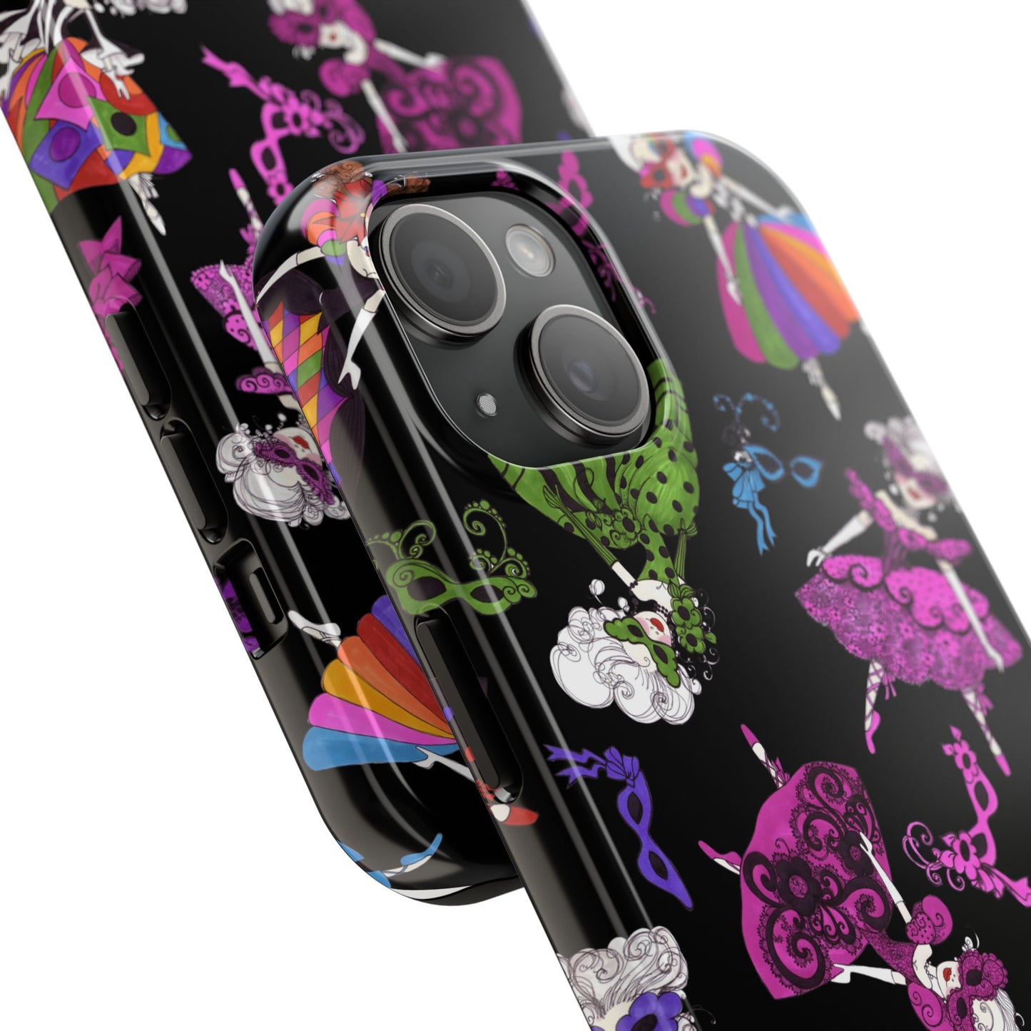 Tossed Masquerade Ladies Black Phone Case