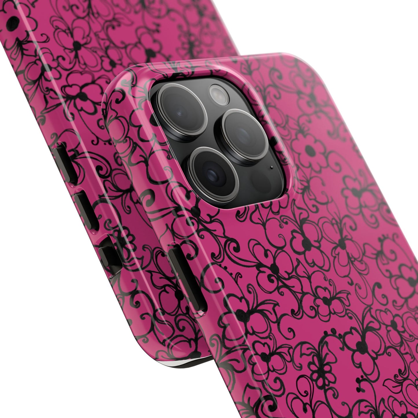 Daisy Jungle Pink / Black Phone Case