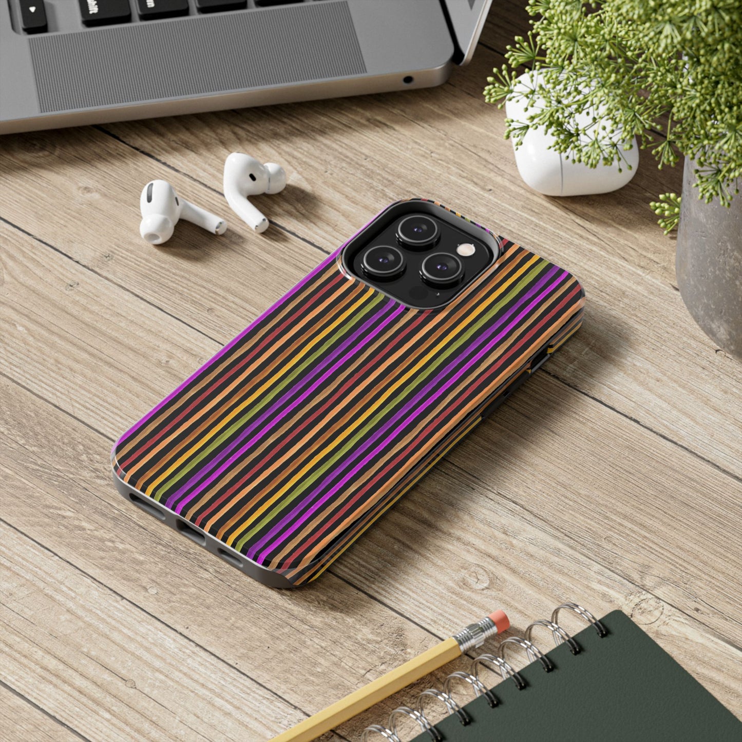 Spice Stripe Black Phone Case
