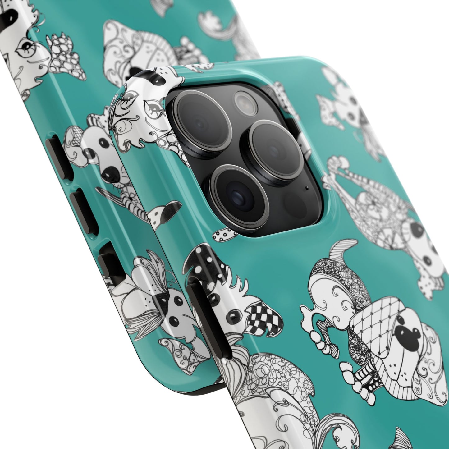 Doodle Dogs Turquoise Phone Case