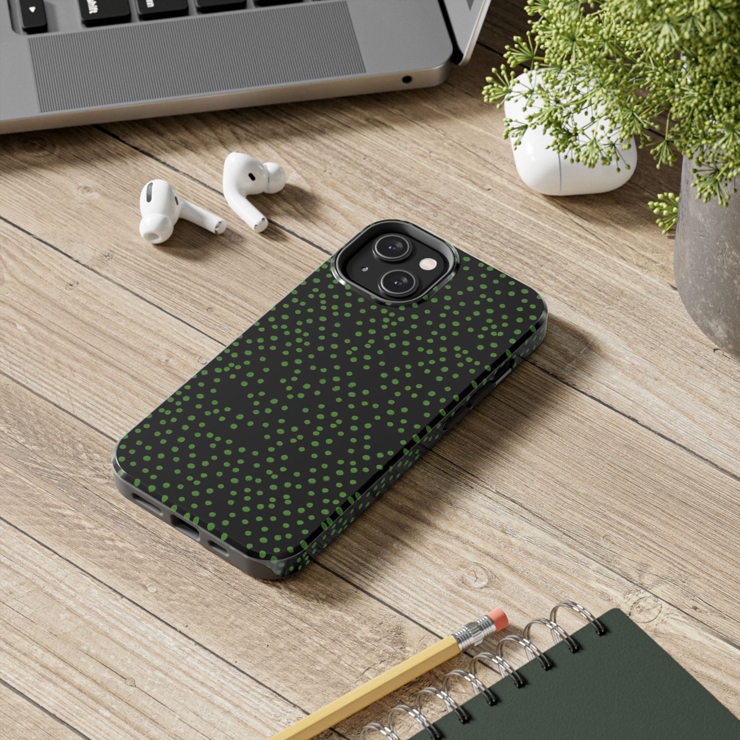 Dinky Dots Black / Green Phone Case