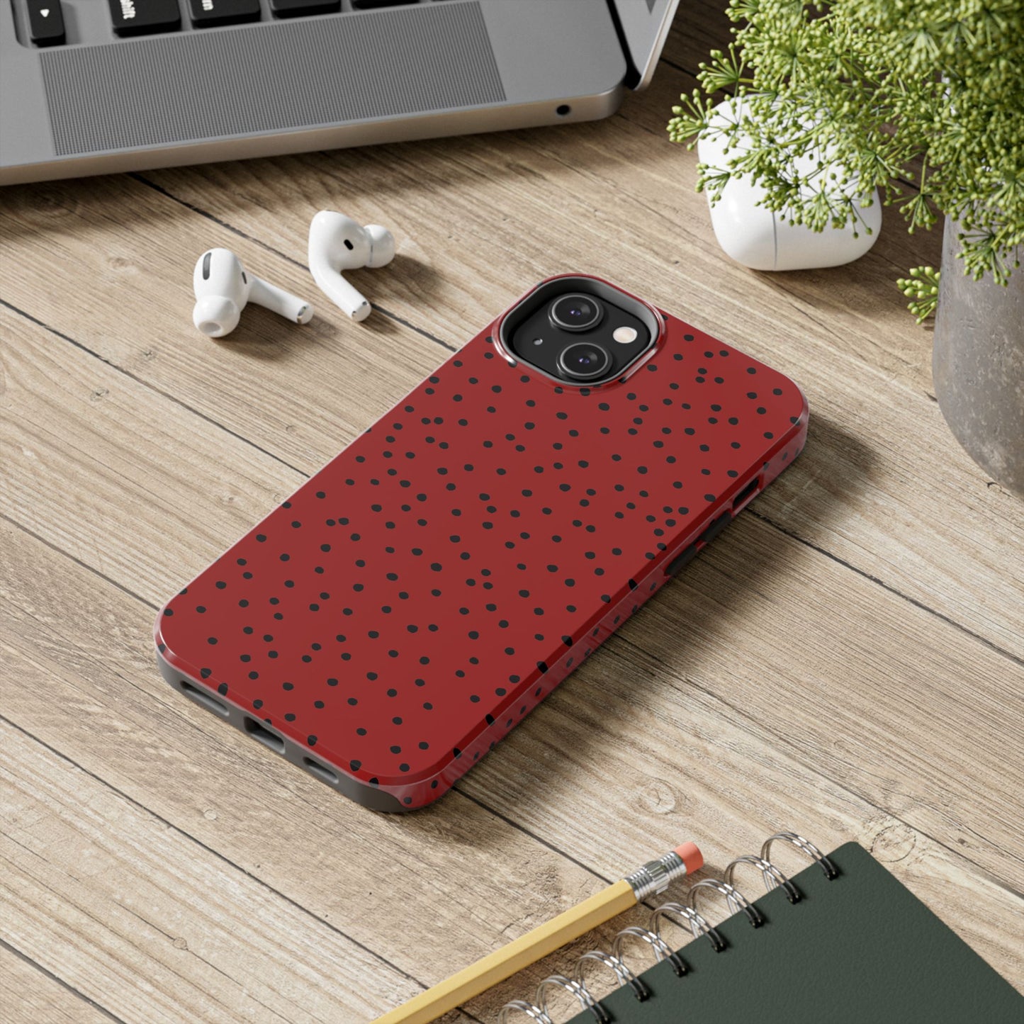 Dinky Dots Scarlett / Black Phone Case
