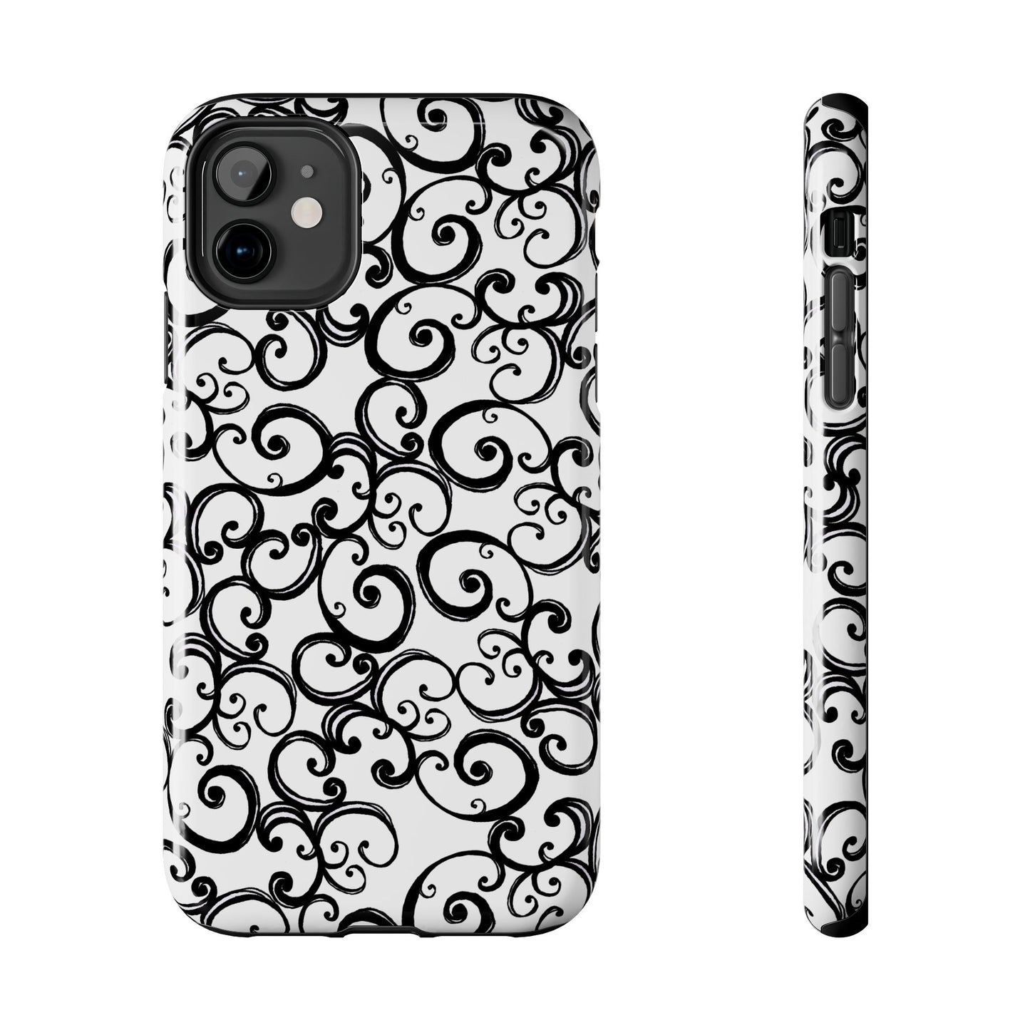 Curls White / Black Phone Case