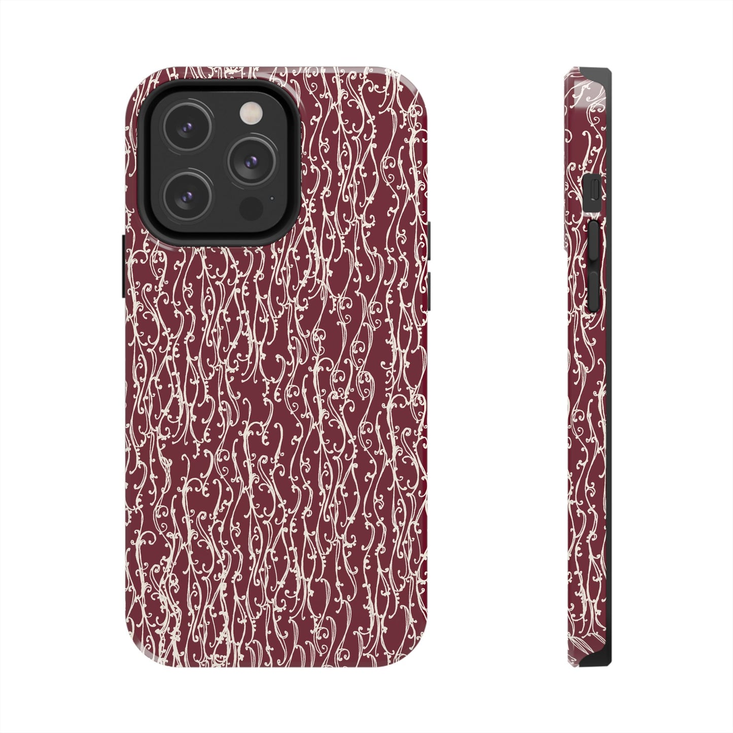 Swan Scroll Red / White Phone Case