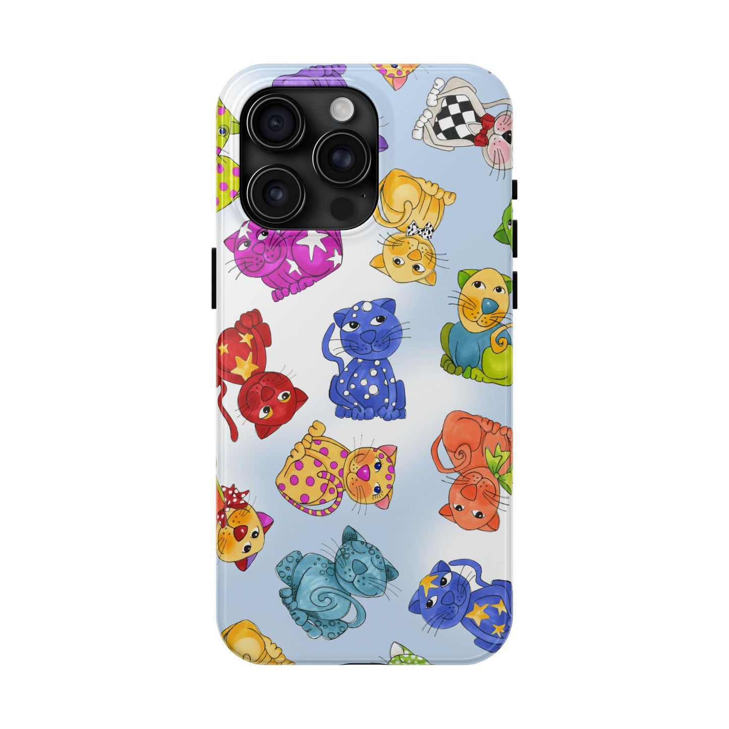 Tossed Happy Cats Blue Sky Phone Case