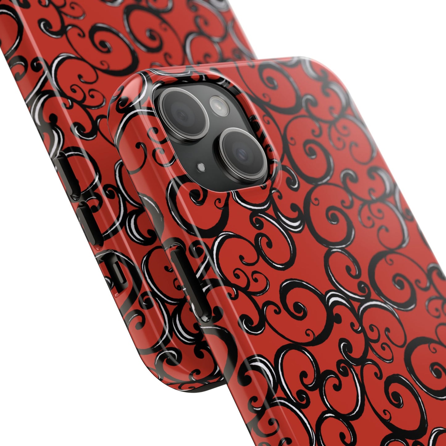 Curls Red / Black Phone Case