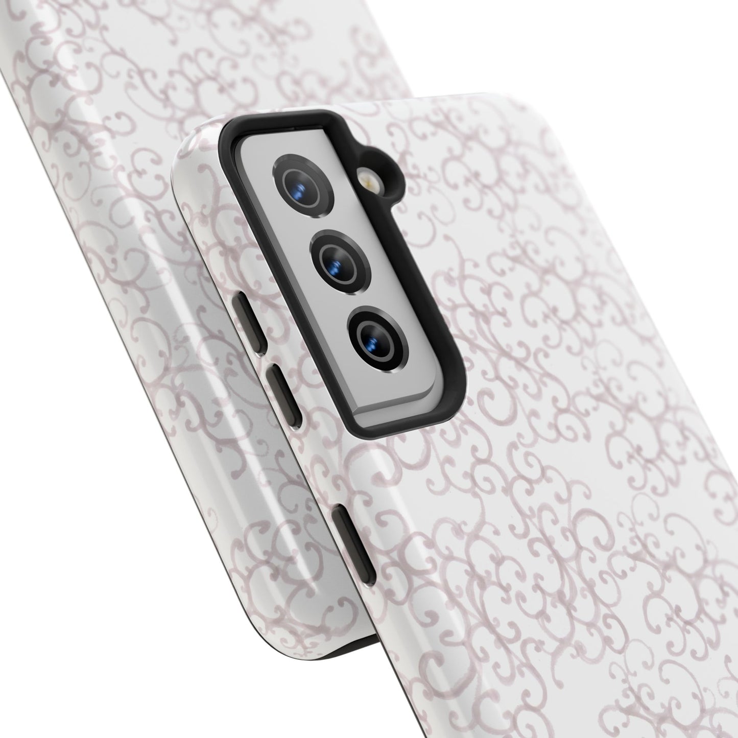 Scrollie White / Silver Phone Case