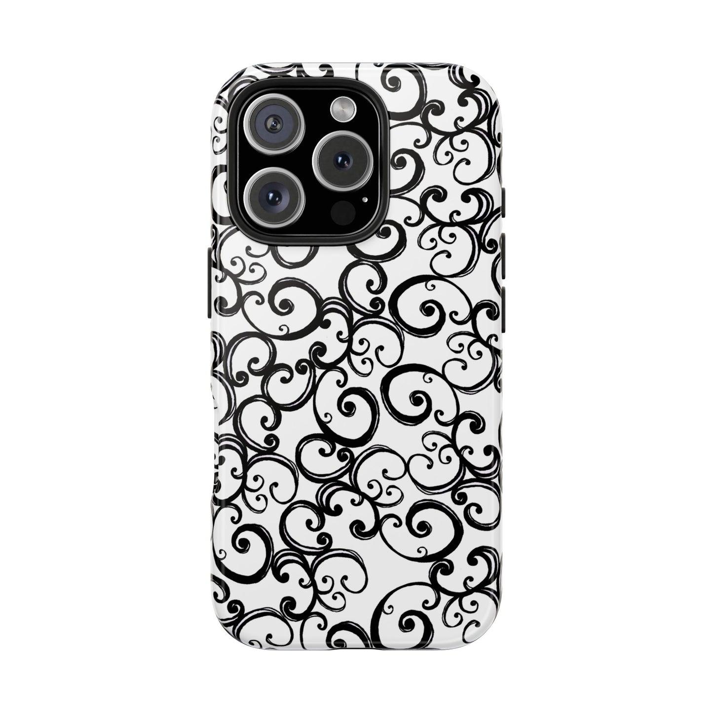 Curls White / Black Phone Case