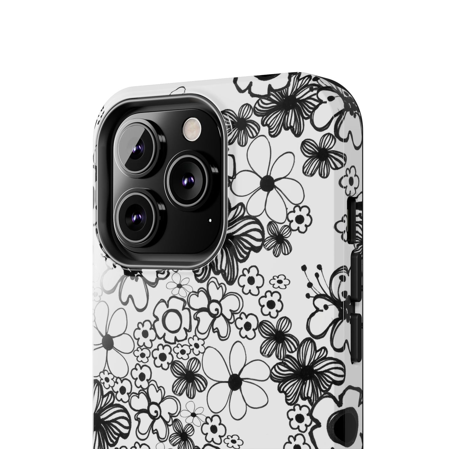 White and Black Flowers Phone Case