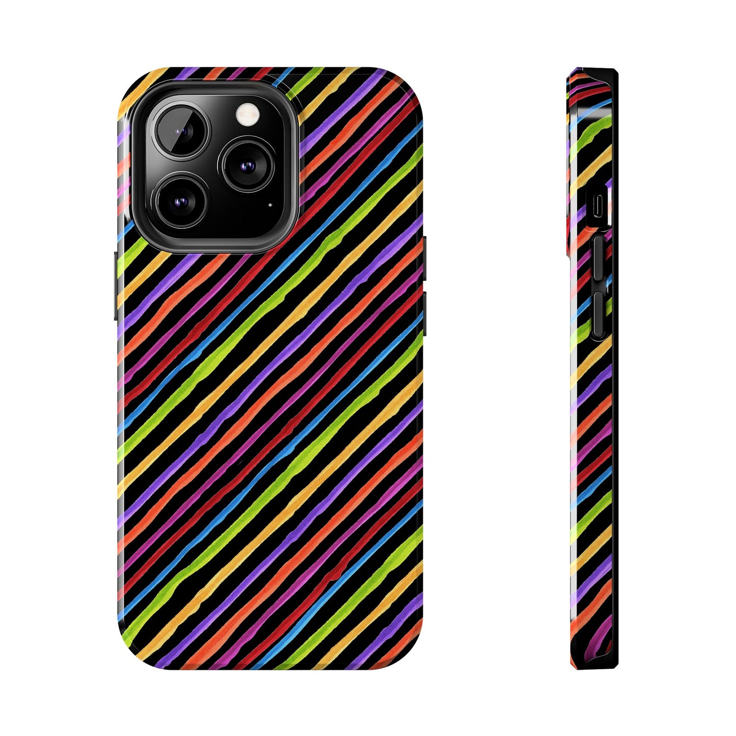 Quirky Bias Stripe Black Phone Case