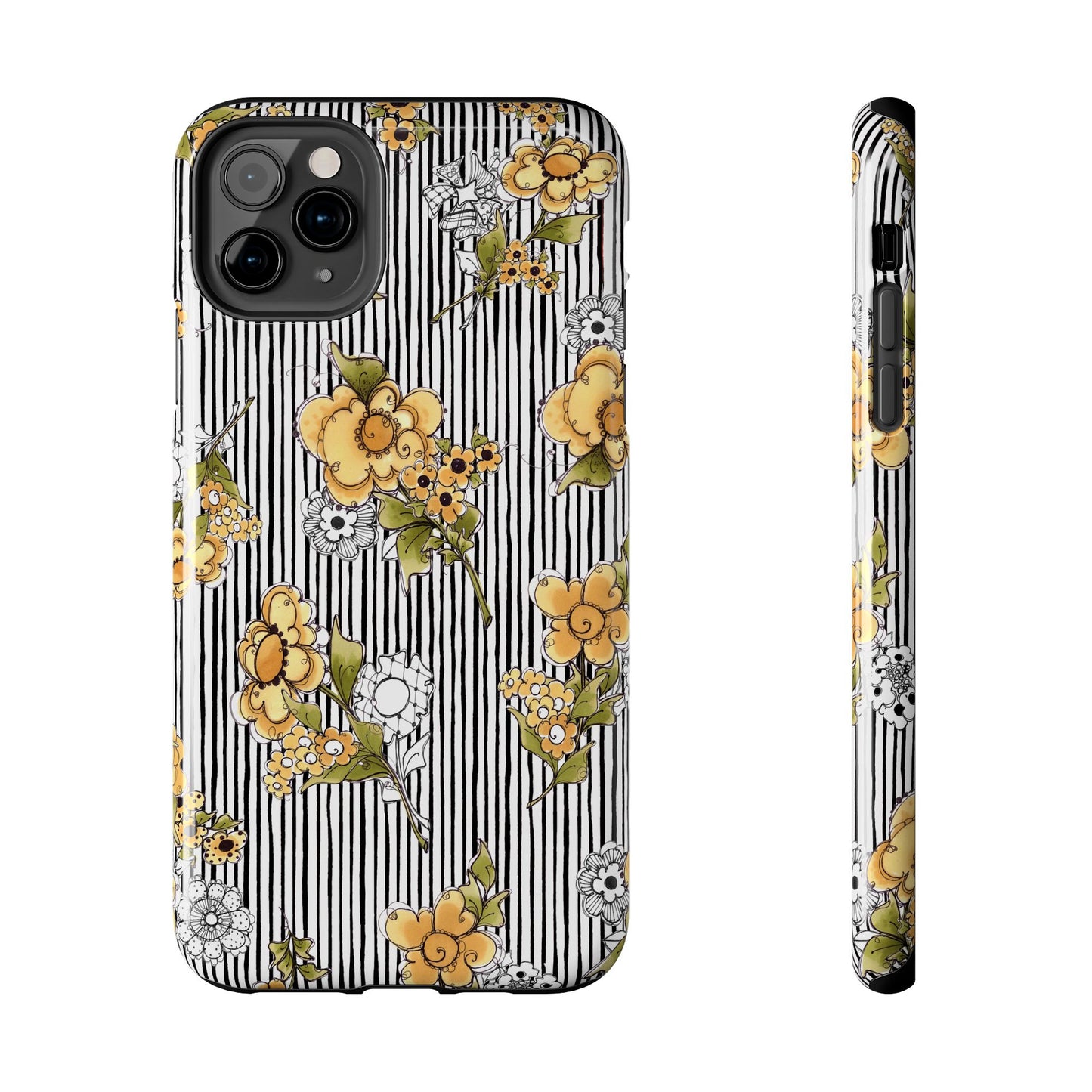 Bee Floral White / Black Phone Case