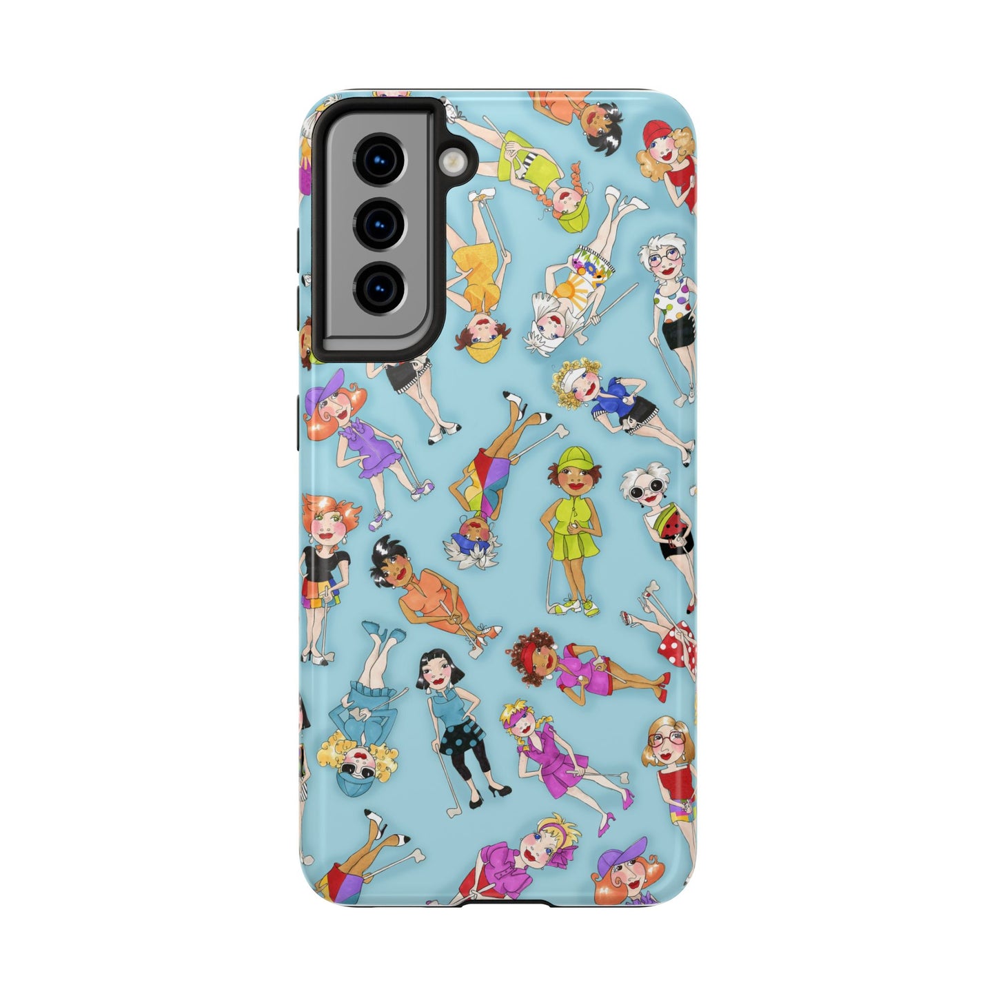 Tossed Golfer Girls Turquoise Phone Case