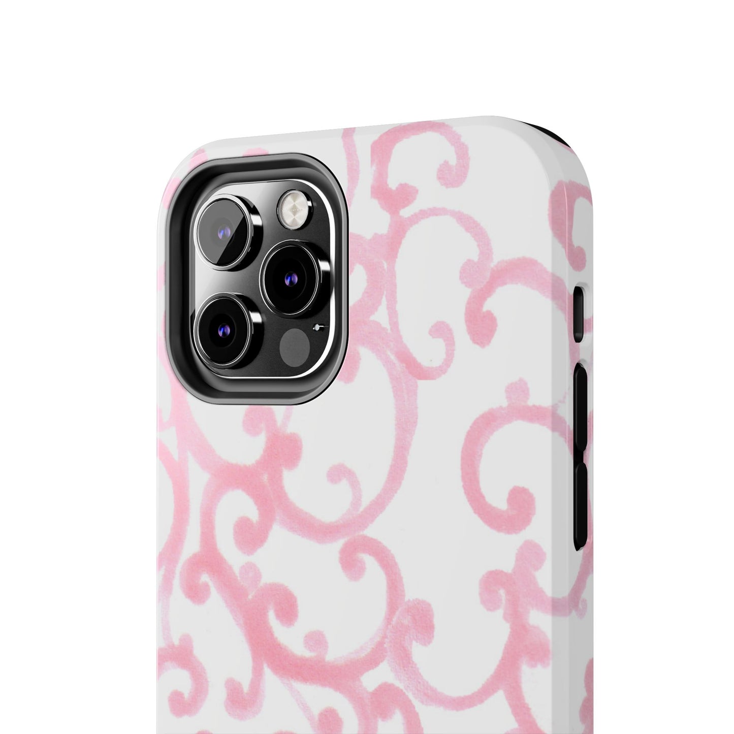 Scrollie White / Pink Phone Case