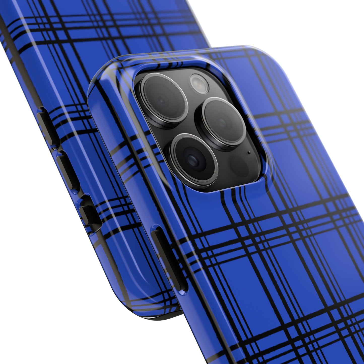 Glad Plaid Blue / Black Phone Case