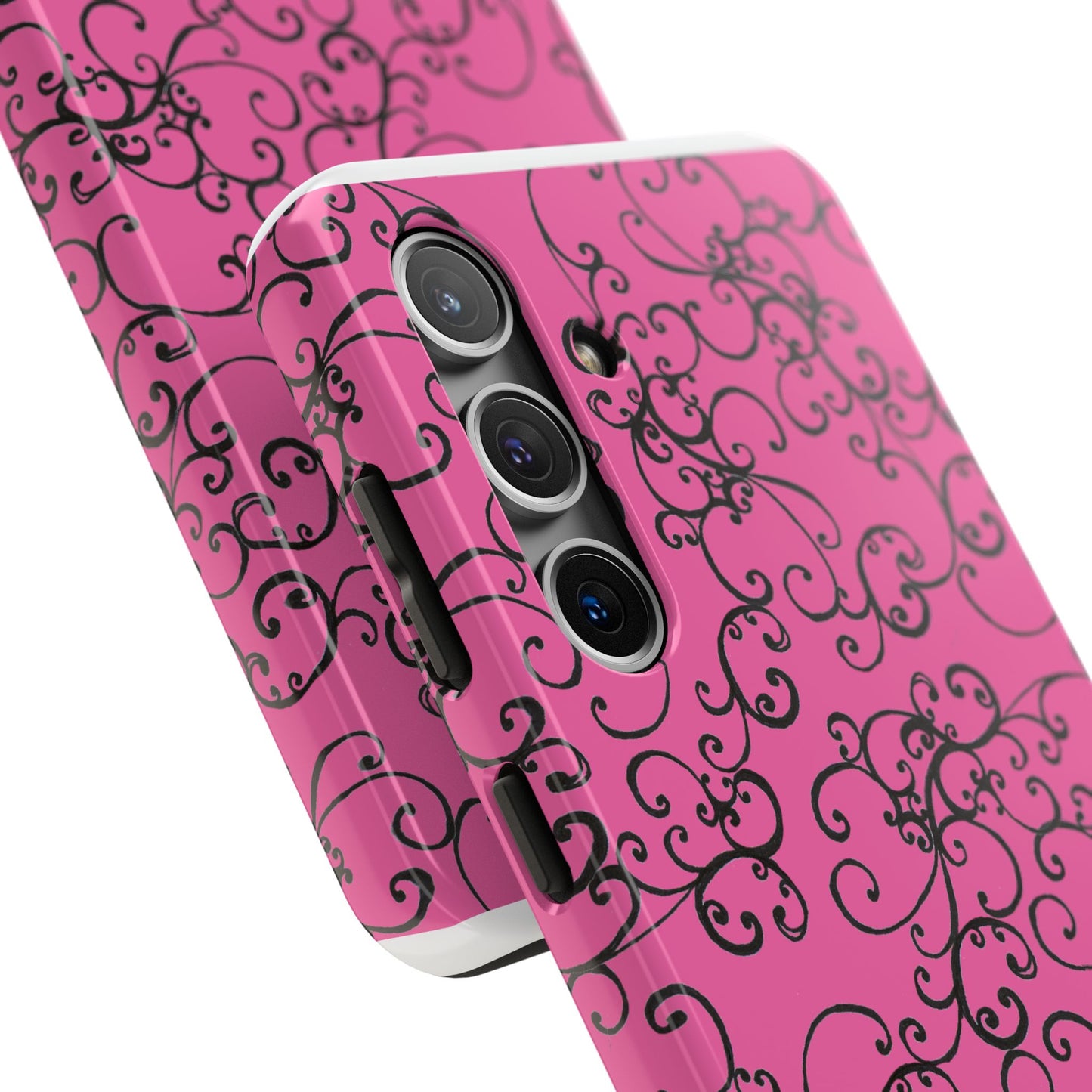 Elegant Scroll Pink / Black Phone Case