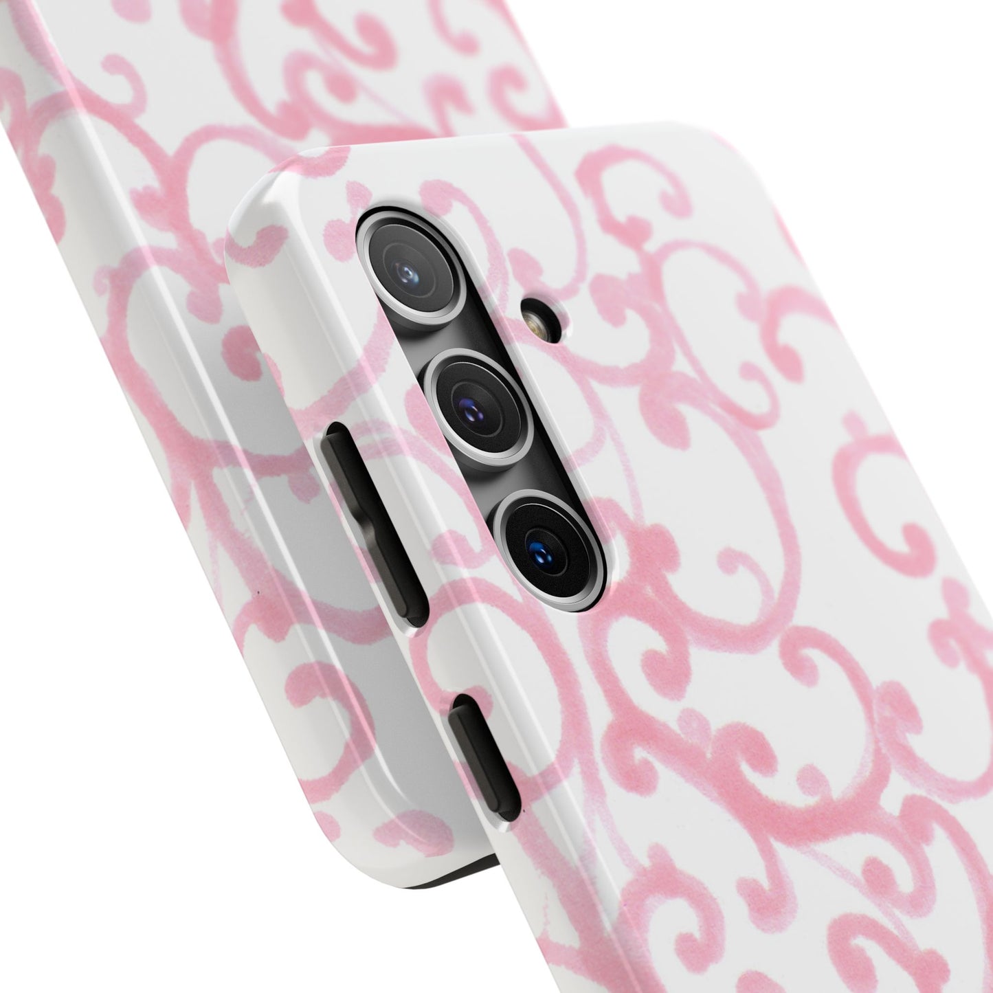 Scrollie White / Pink Phone Case