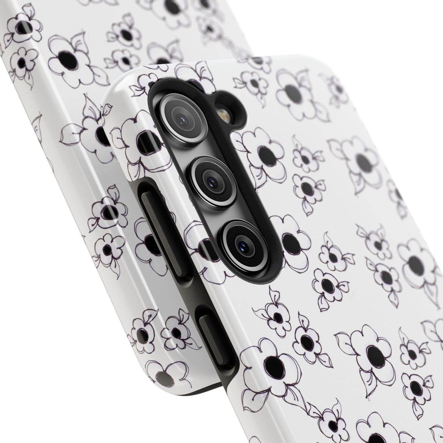 Daisy Cluster White / Black Phone Case