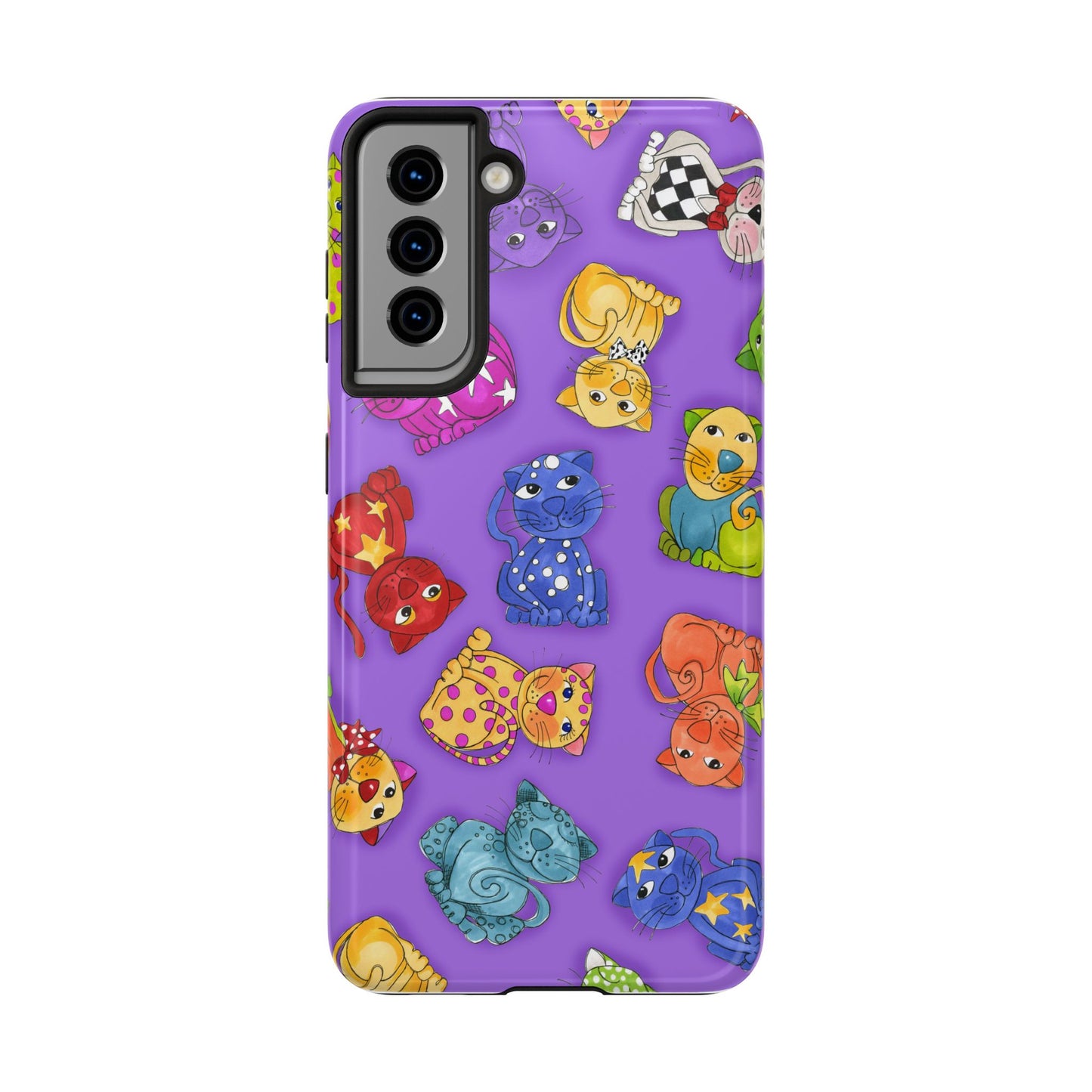 Tossed Happy Cats Purple Phone Case