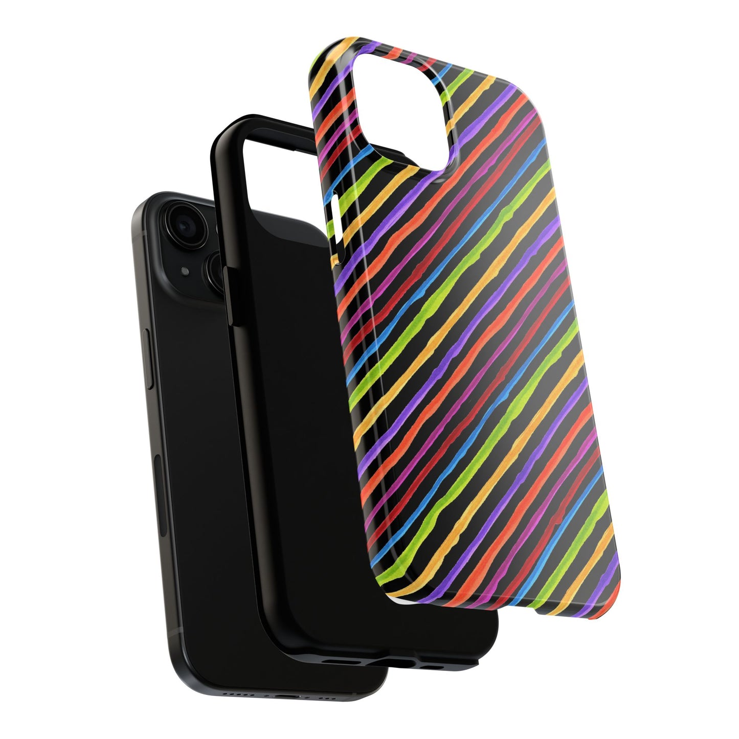 Quirky Bias Stripe Black Phone Case