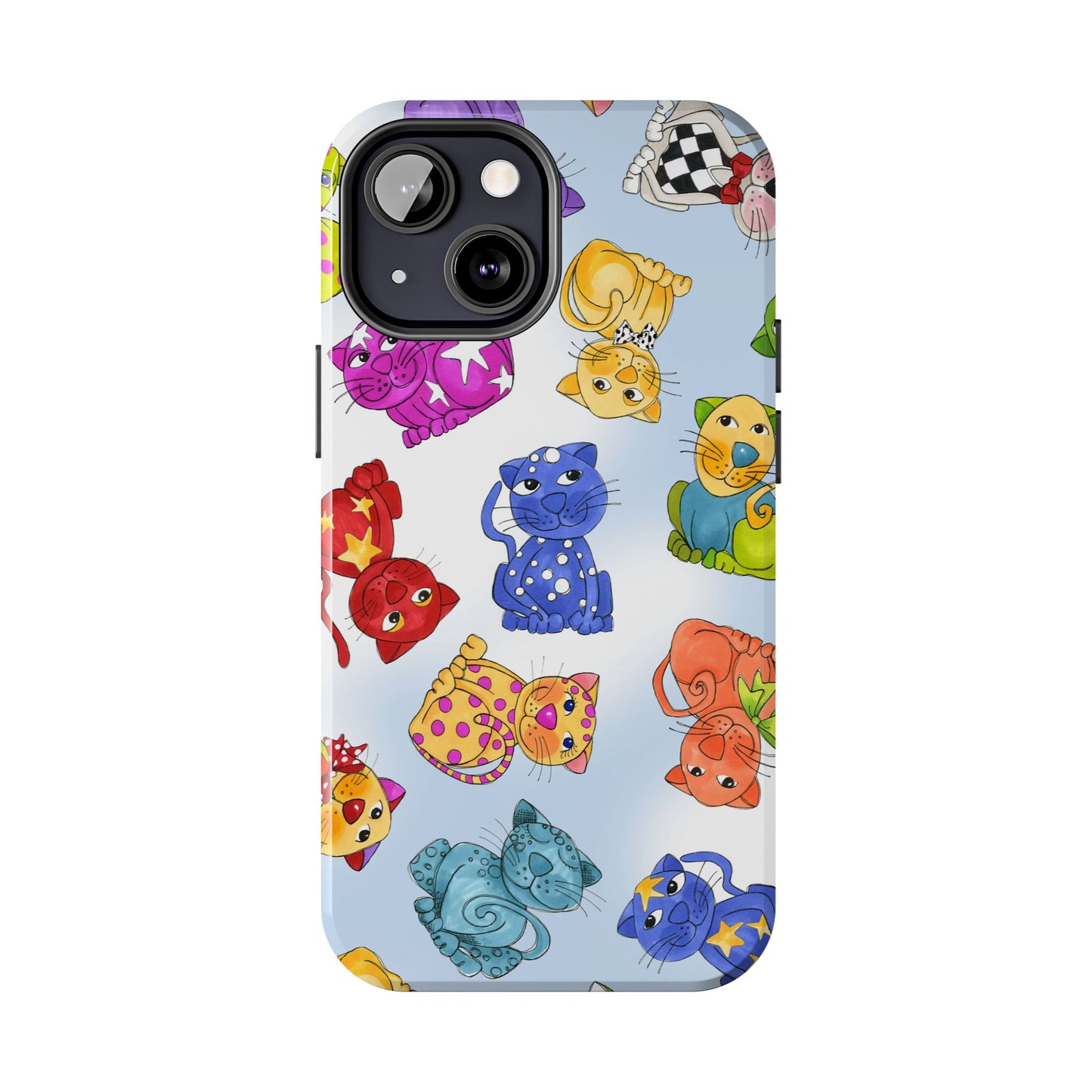 Tossed Happy Cats Blue Sky Phone Case