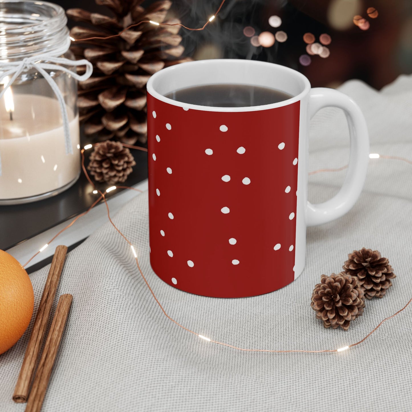 Dinky Dots Dark Red / White Cup