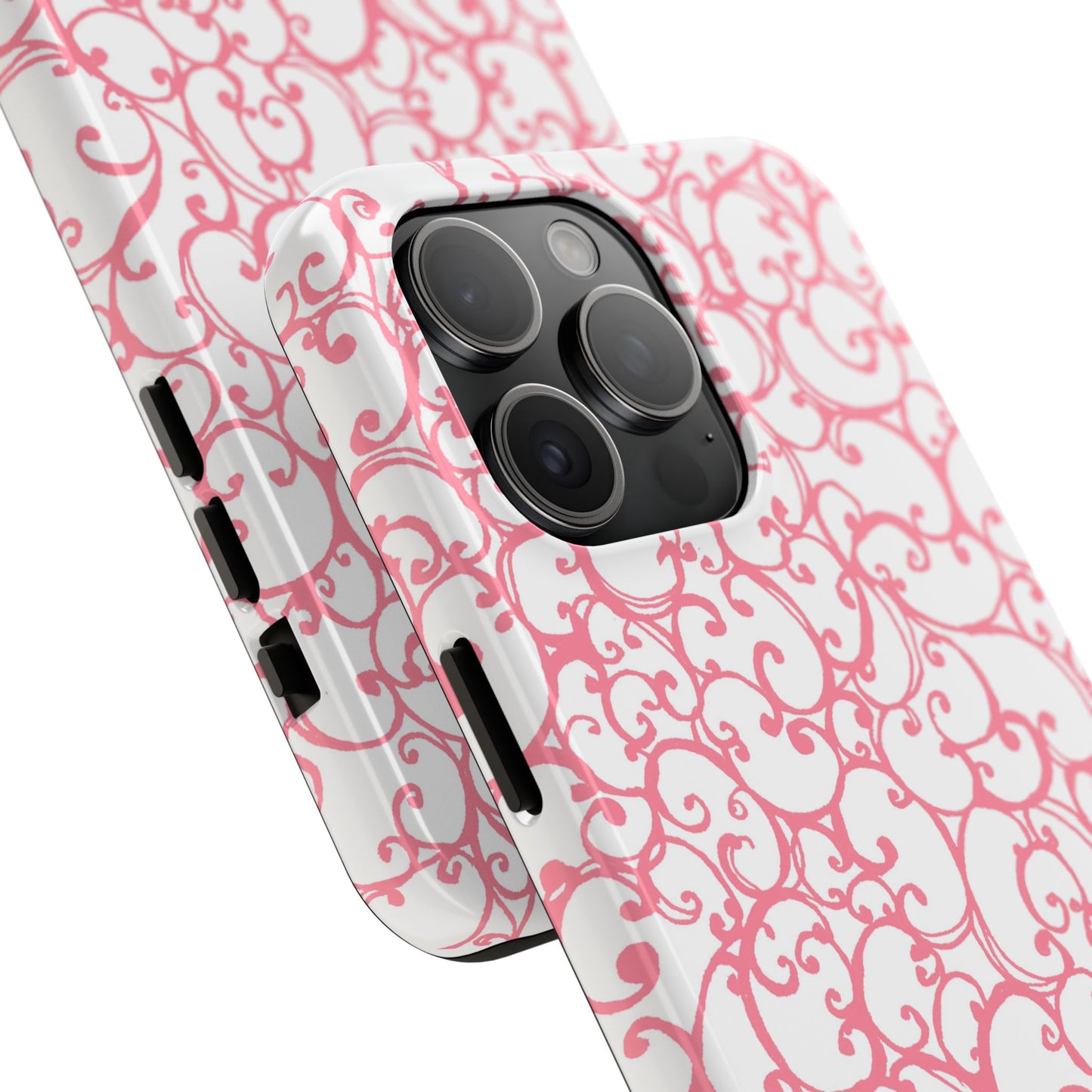 Scrollie White / Pink Phone Case