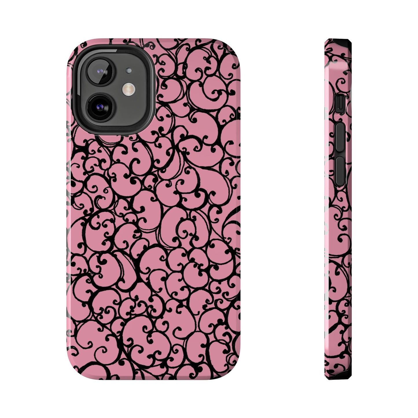 Scrollie Pink / Black Phone Case
