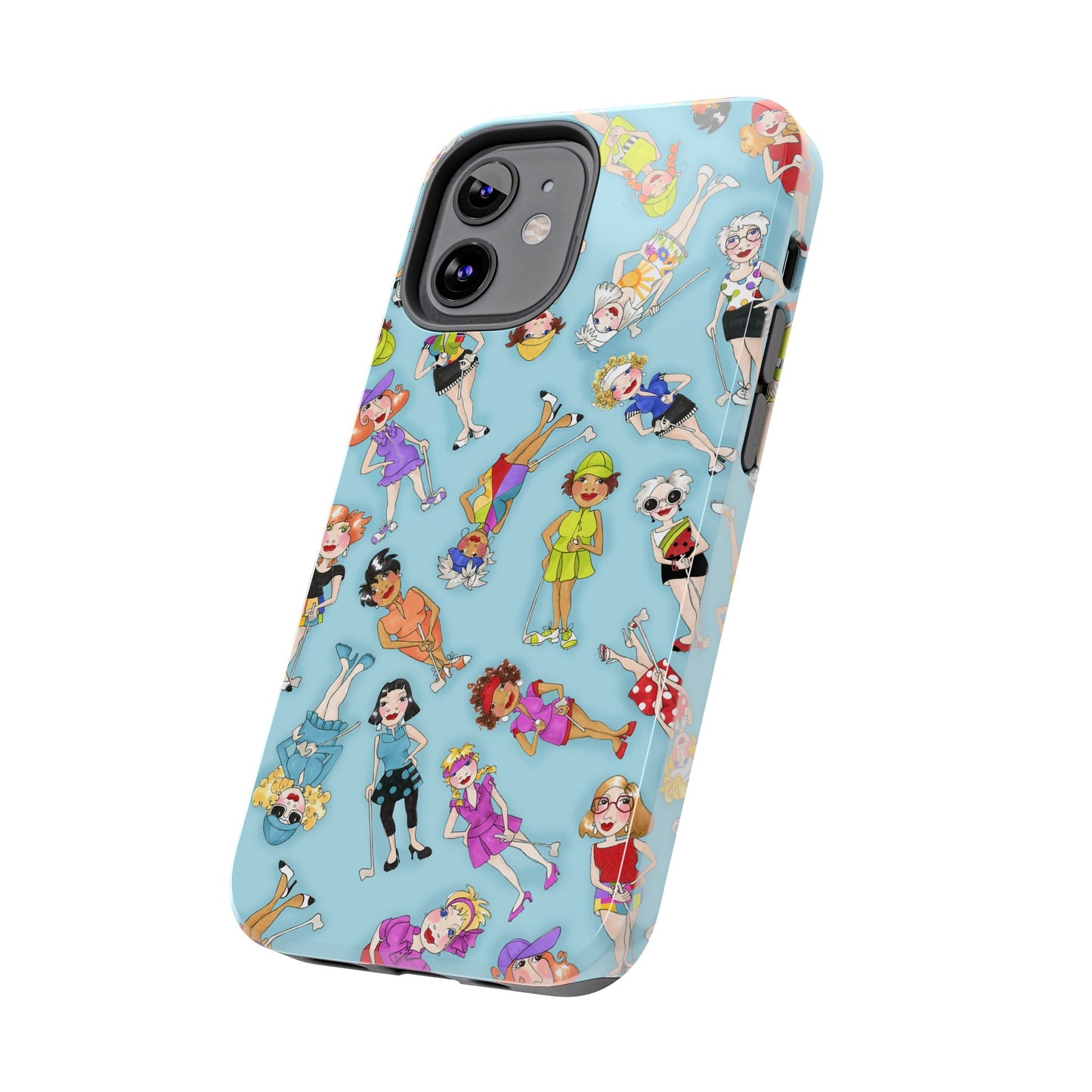 Tossed Golfer Girls Turquoise Phone Case