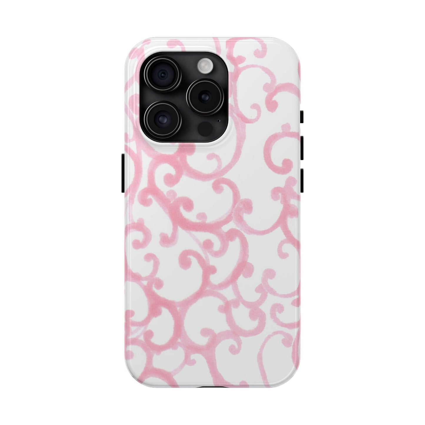 Scrollie White / Pink Phone Case