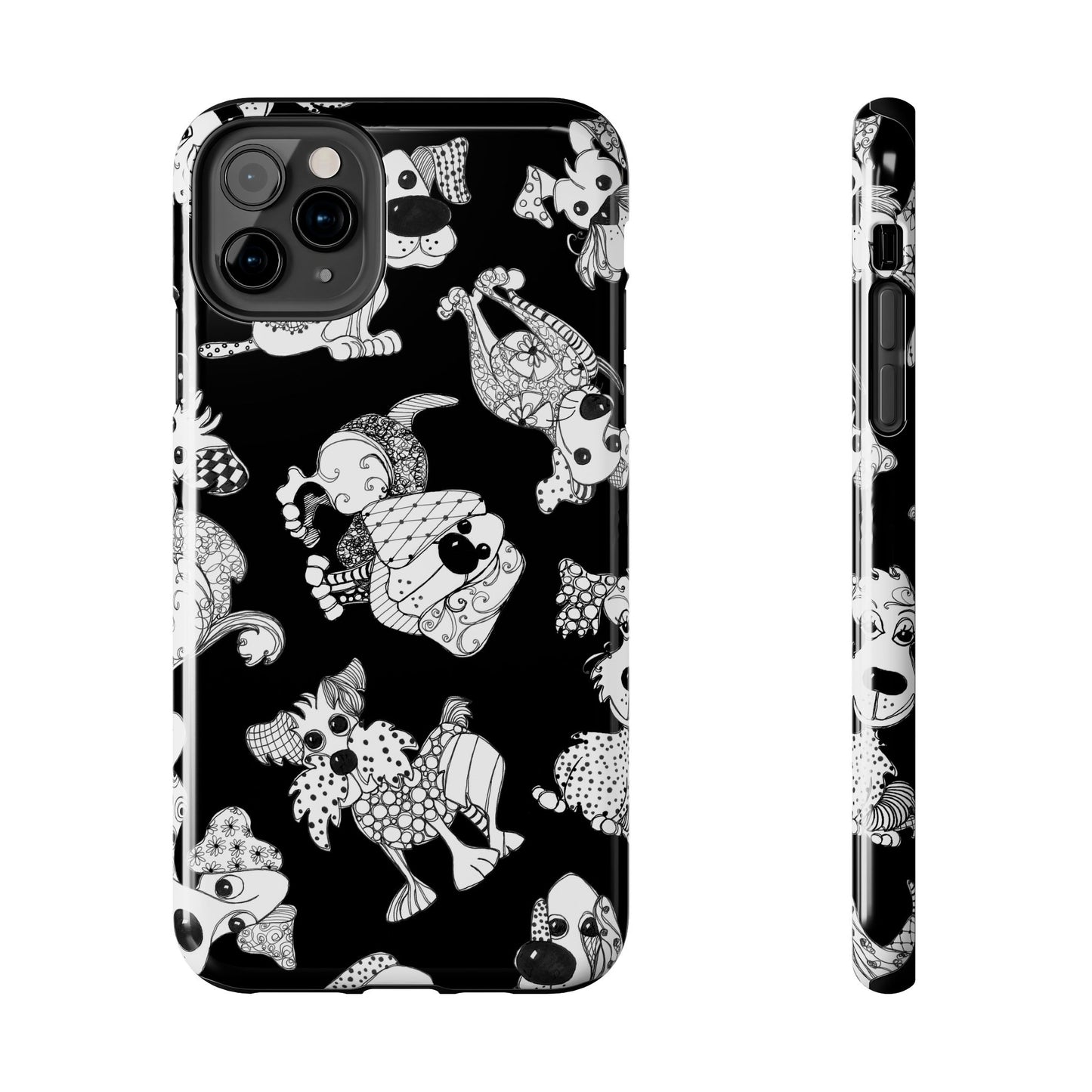 Doodle Dogs Black Phone Case