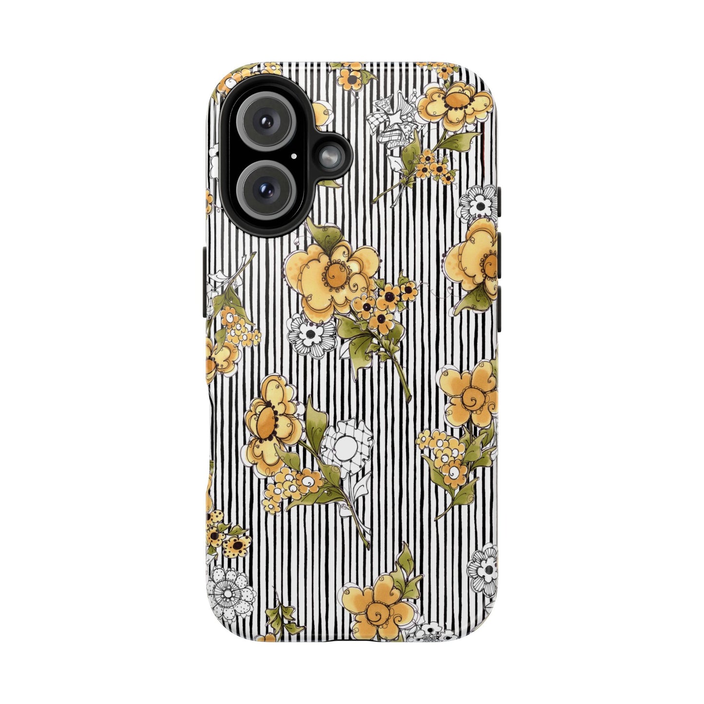 Bee Floral White / Black Phone Case